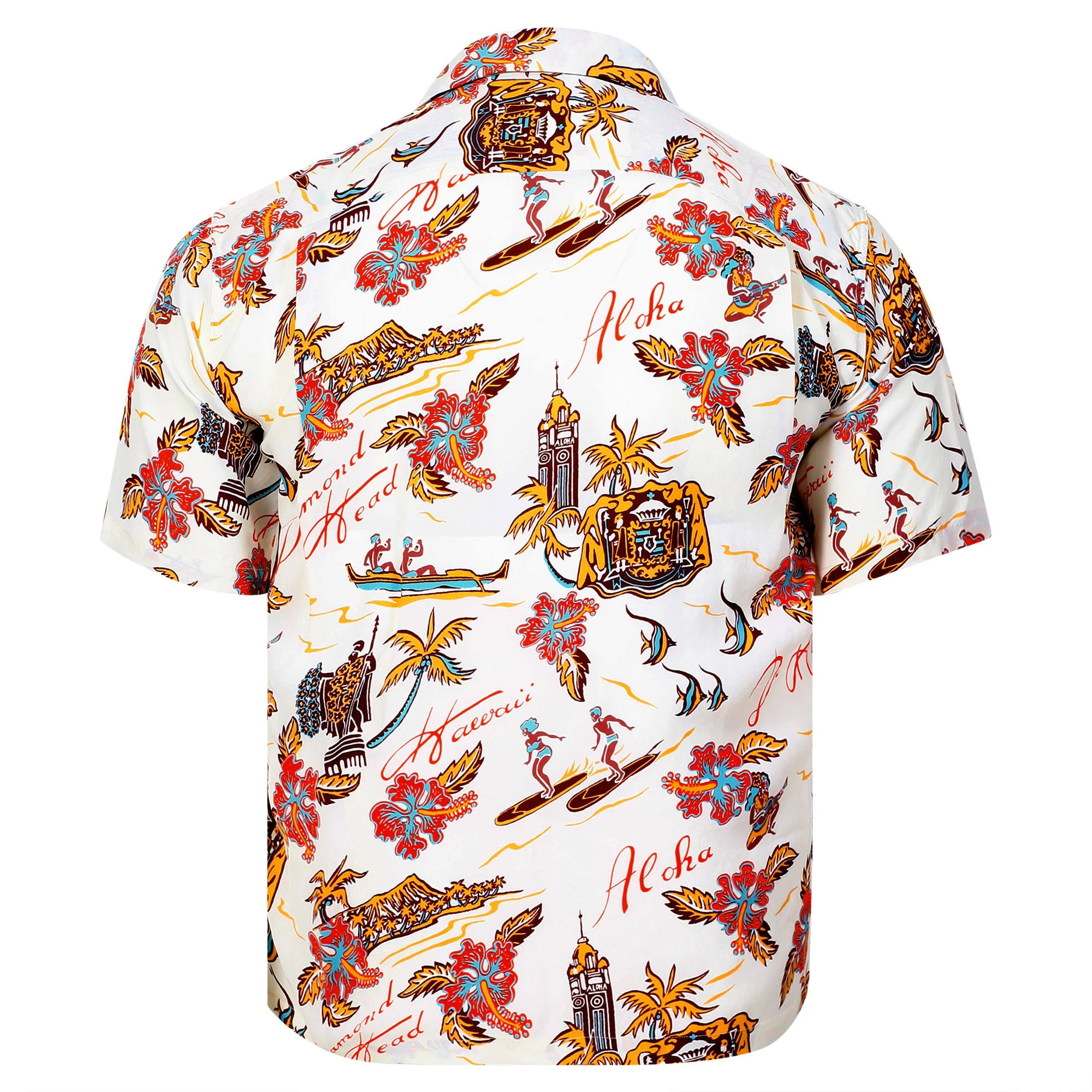 Aloha Hawaii Rayon Made SS38313 Off White Hawaiian Shirt SURF11087 - Image 2