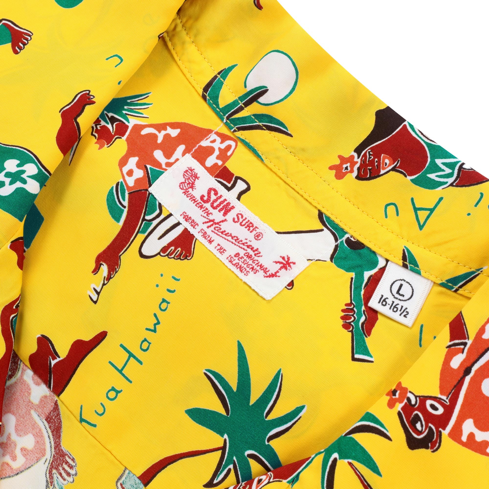 Rayon Fun Island of Hawaii SS38040 Yellow Hawaiian Shirt SURF10267 - Image 7
