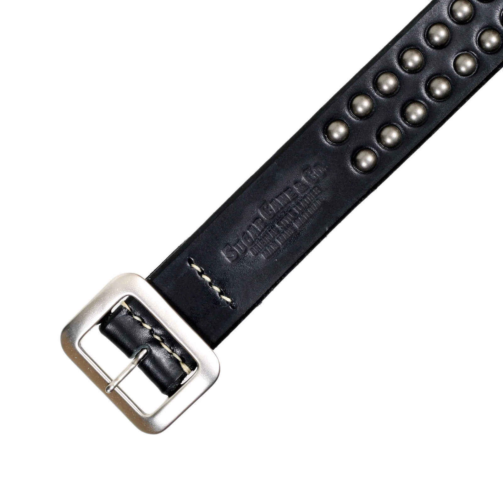 Black Cowhide Leather SC02322 Garrison Belt with Studs CANE5725 - Image 4