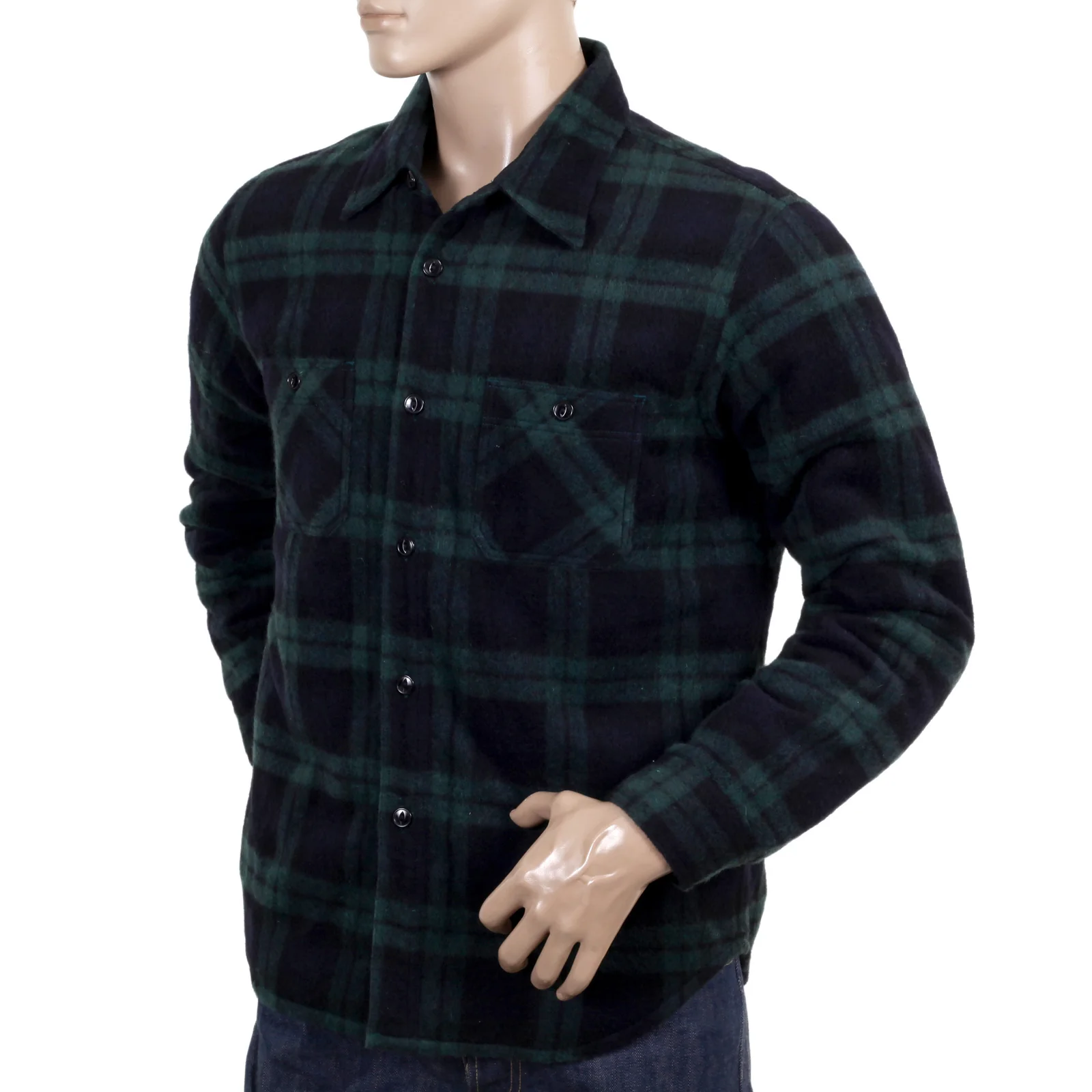 Green Quilted Lining SC13178 Wool Mix Checked CPO Overshirt CANE4464 - Image 3