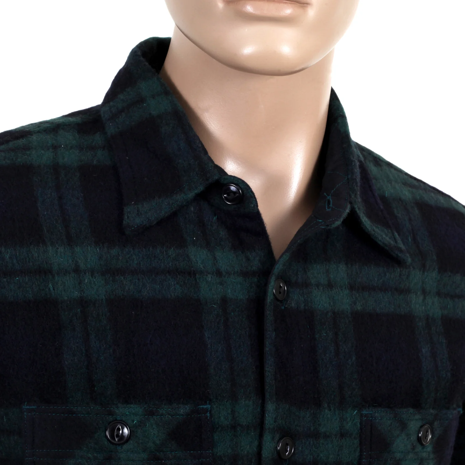 Green Quilted Lining SC13178 Wool Mix Checked CPO Overshirt CANE4464 - Image 4