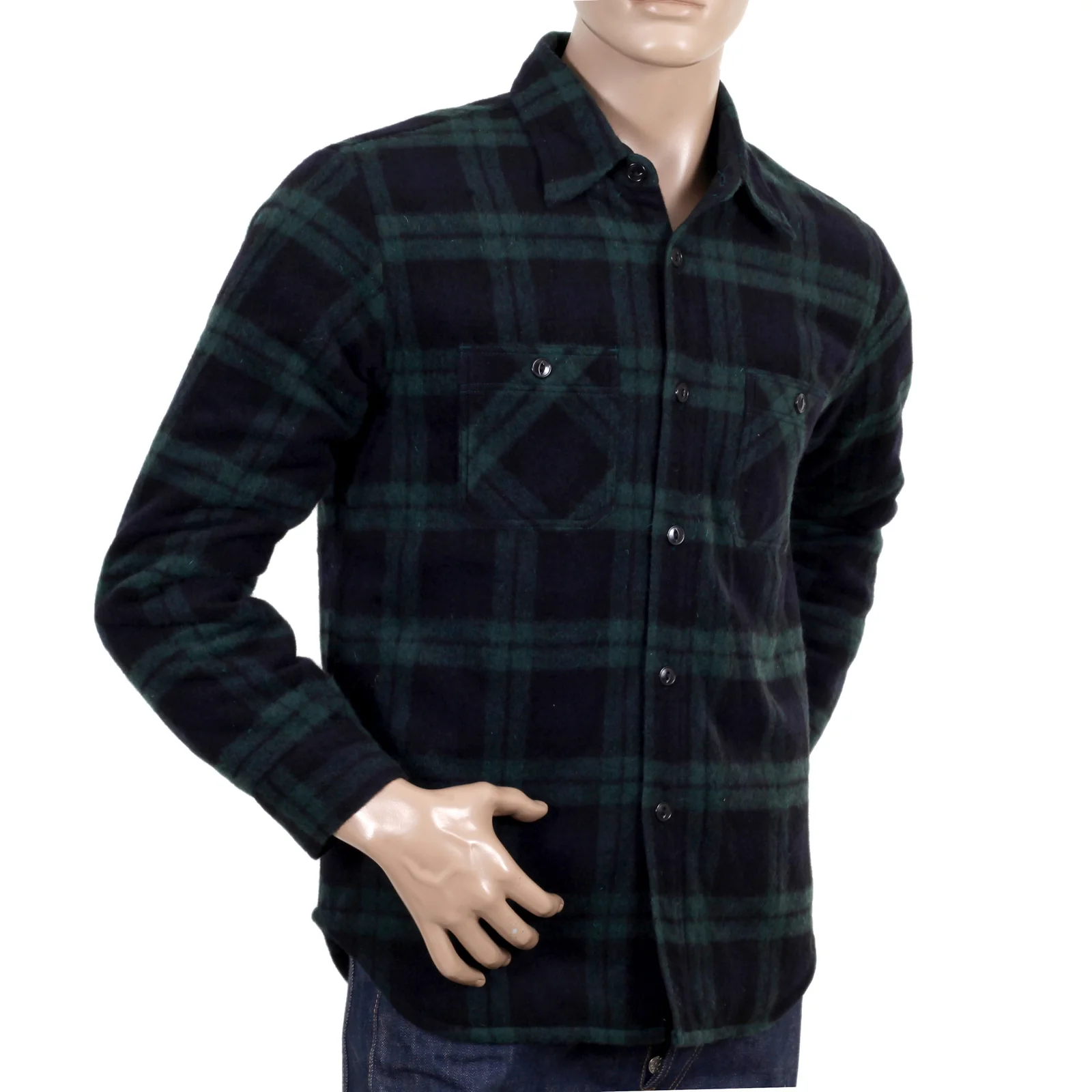 Green Quilted Lining SC13178 Wool Mix Checked CPO Overshirt CANE4464 - Image 7