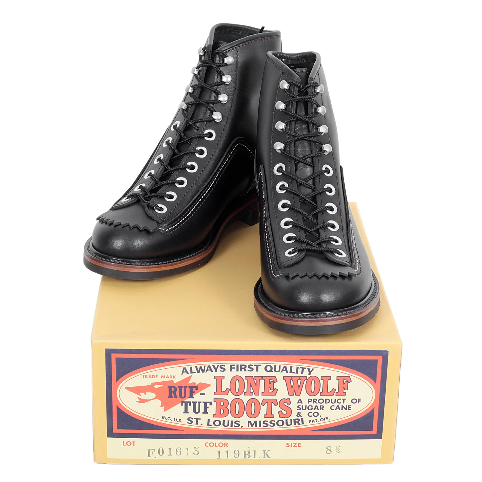 Black Leather Calf F01615 High Lace Up Carpenter Work Boots CANE4449 - Image 9