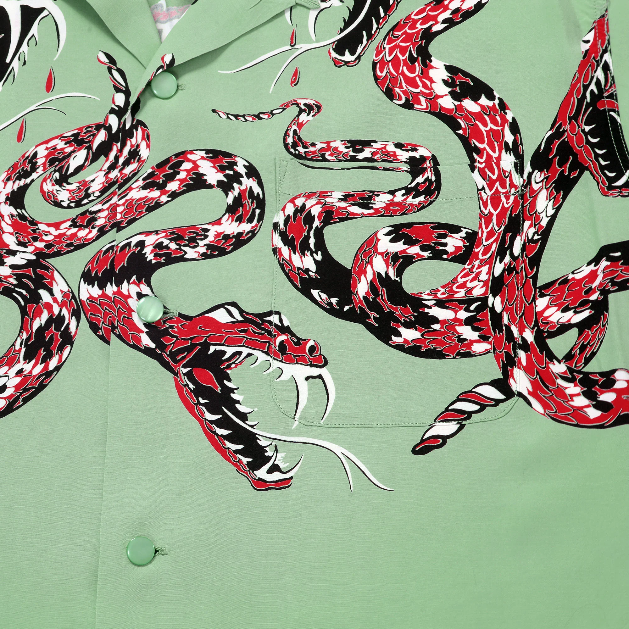 Mint Green SH38378 Hawaiian Shirt with Rattle Snake Print SoH11083 - Image 6