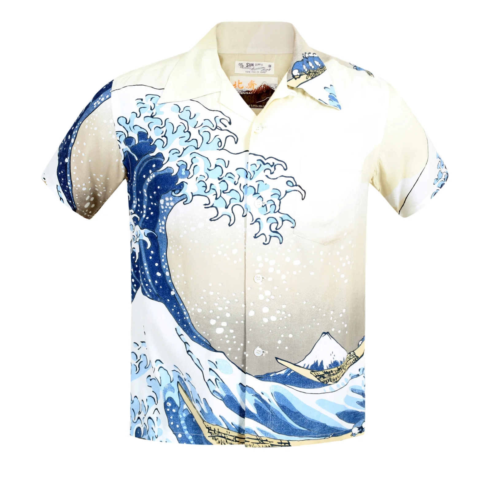 Great Wave of Kanaqawa Print SS37651 Off White Hawaiian Shirt SURF7539 - Image 3