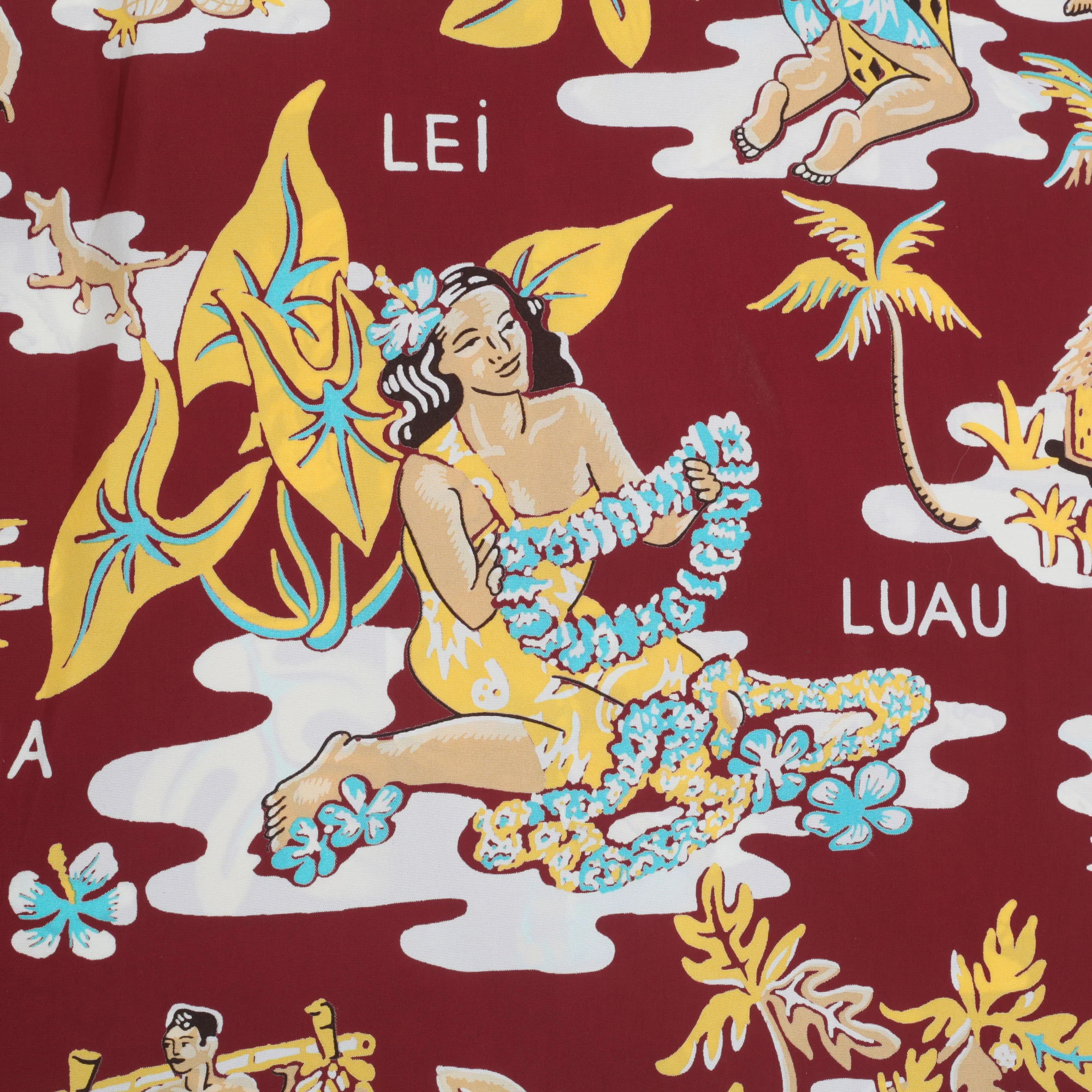 Wine Luau Printed SS38025 Hawaiian Shirt with Cuban Collar SURF10085 - Image 5