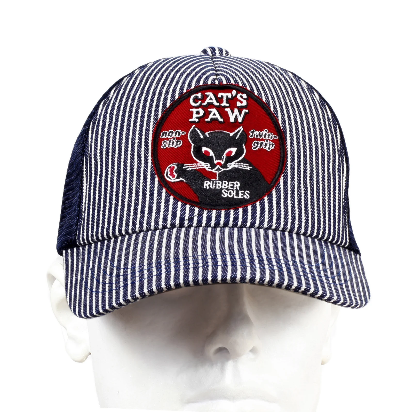 Navy Mesh Back Hickory Wide Striped Truckers Cap for Men by Cats Paw CANE5732 - Image 3