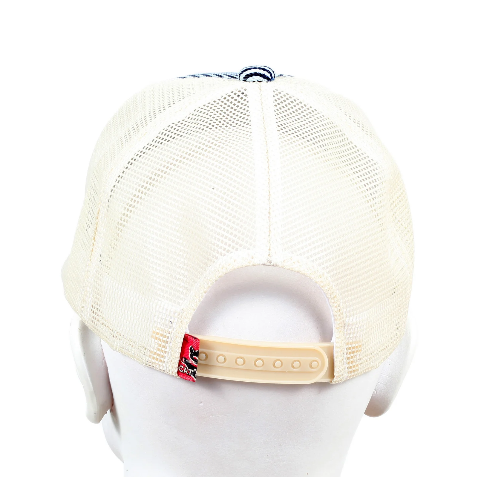 Off White Mesh Back Hickory Narrow Striped Truckers Cap for Men by Cats Paw CANE5735 - Image 2