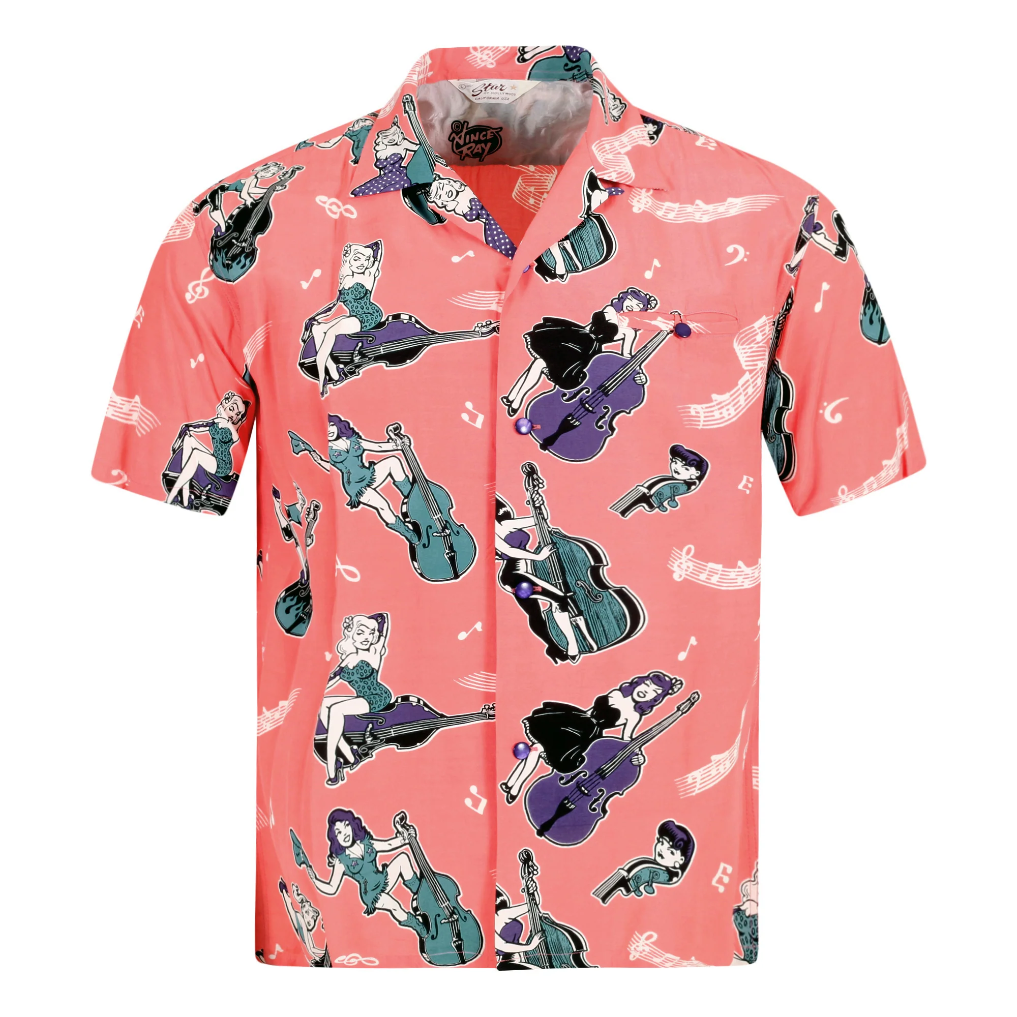 Double Bass Pinups SH38114 Star of Hollywood Red Shirt SoH10092