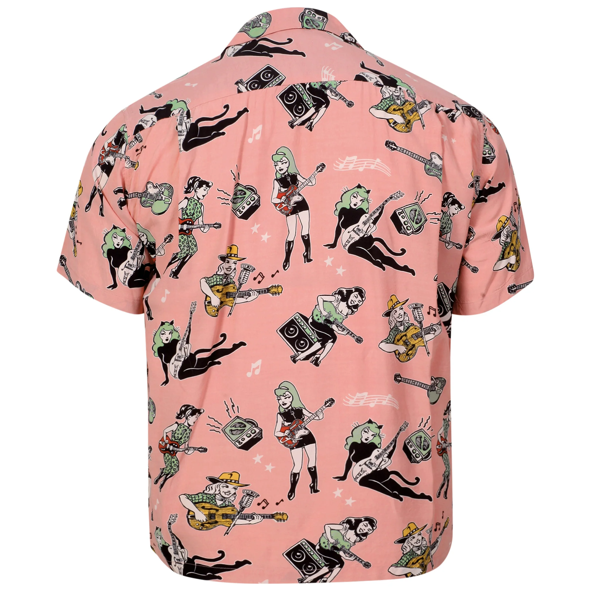 Girls N Guitars Printed SH38375 Short Sleeved Pink Shirt SoH11081 - Image 2