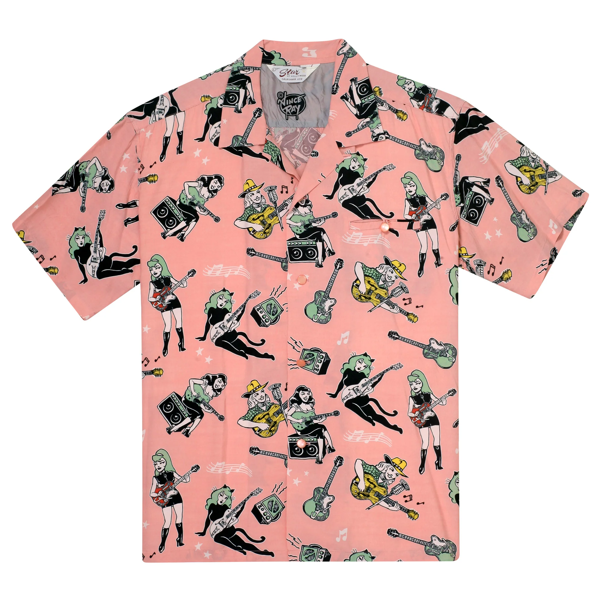 Girls N Guitars Printed SH38375 Short Sleeved Pink Shirt SoH11081 - Image 6