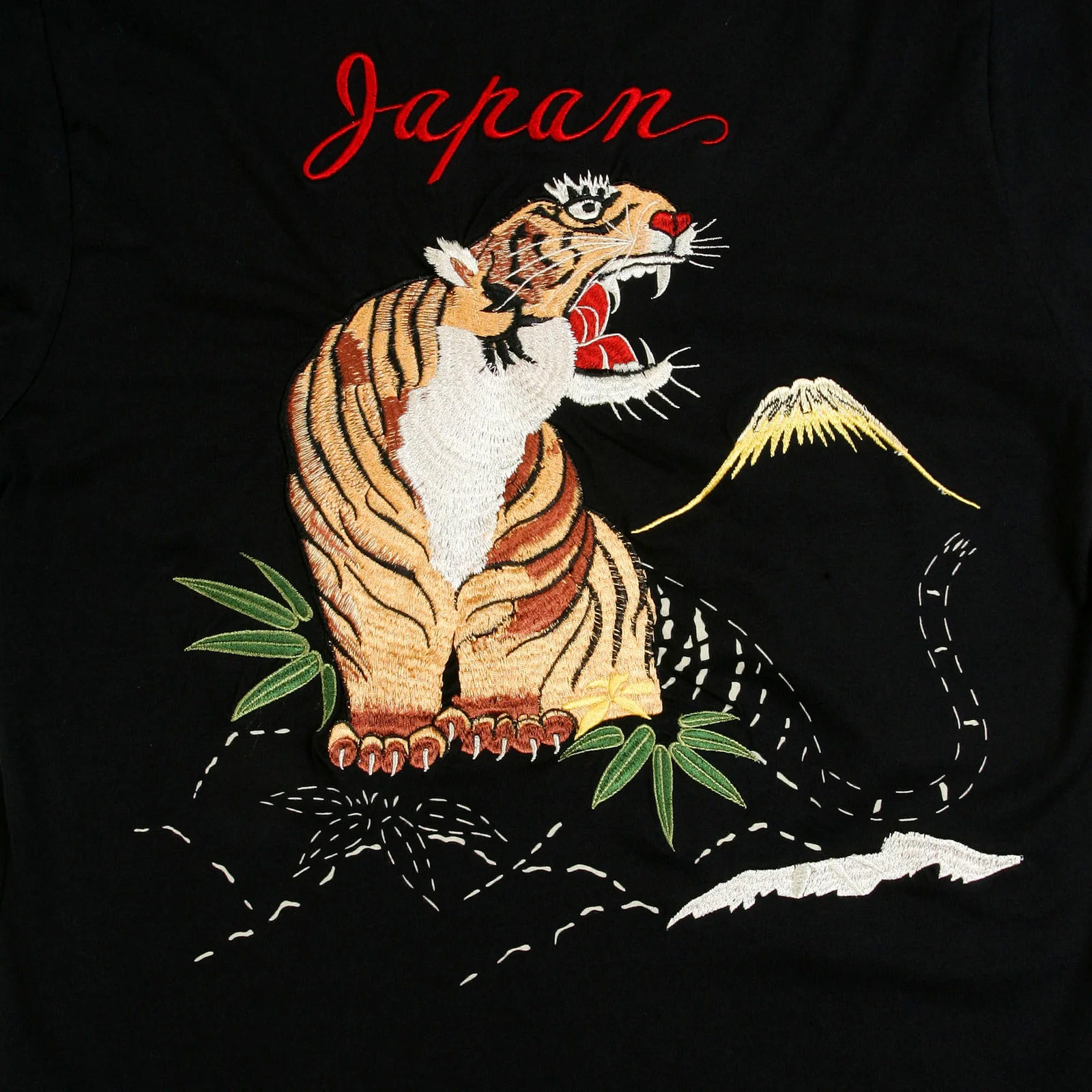 Black Slim Fit TT64241 Tiger Embroidered Long Sleeve T-Shirt CANE2847 - Image 3