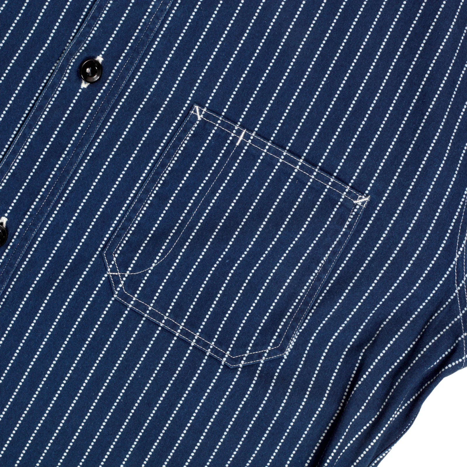 Navy Striped SC25551A Slim Fit 8.5oz Wabash Work Shirt CANE7546 - Image 7