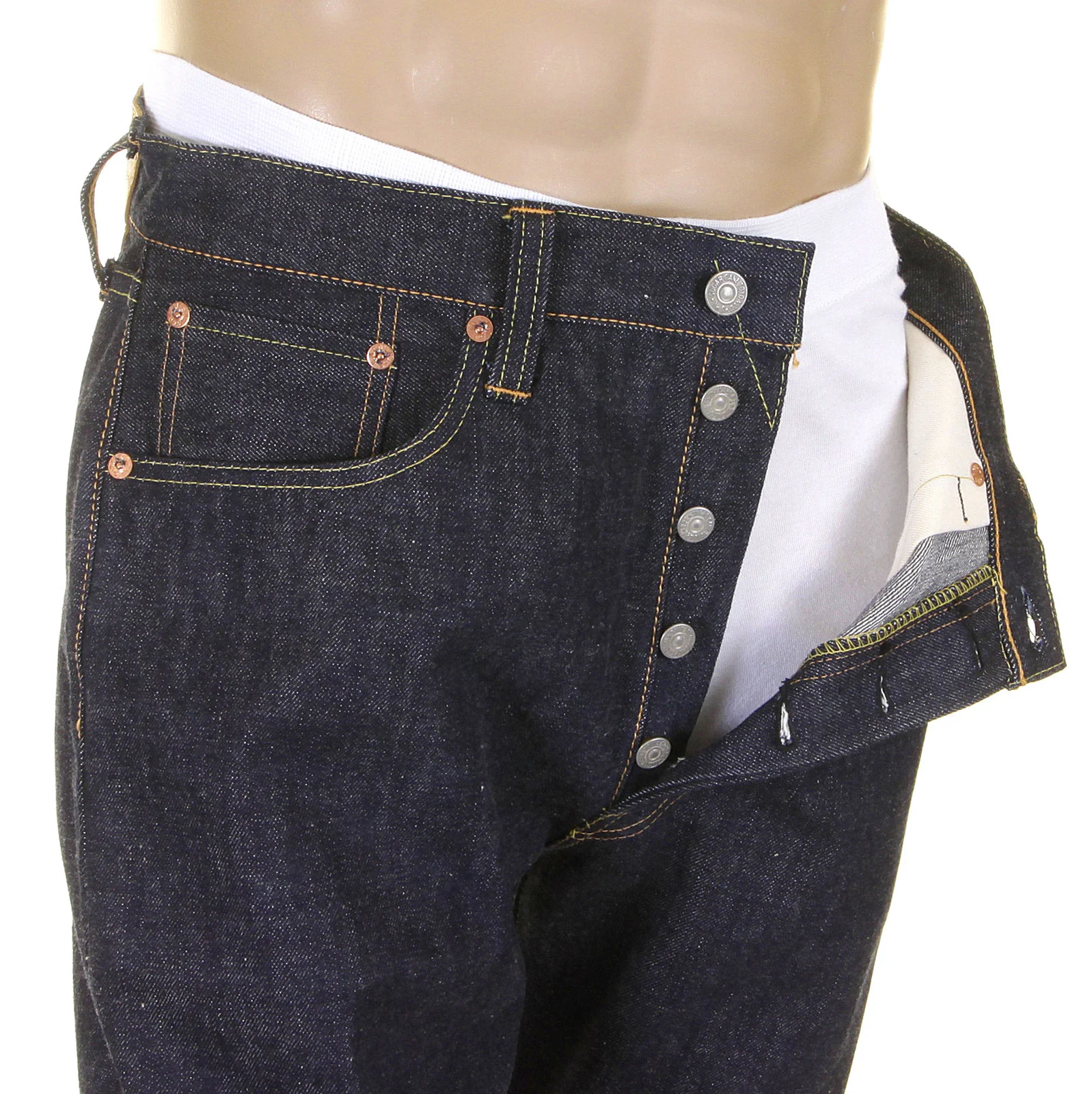Blue Vintage Cut Non Wash SC41947N Selvedge Denim Jeans CANE3195 - Image 5