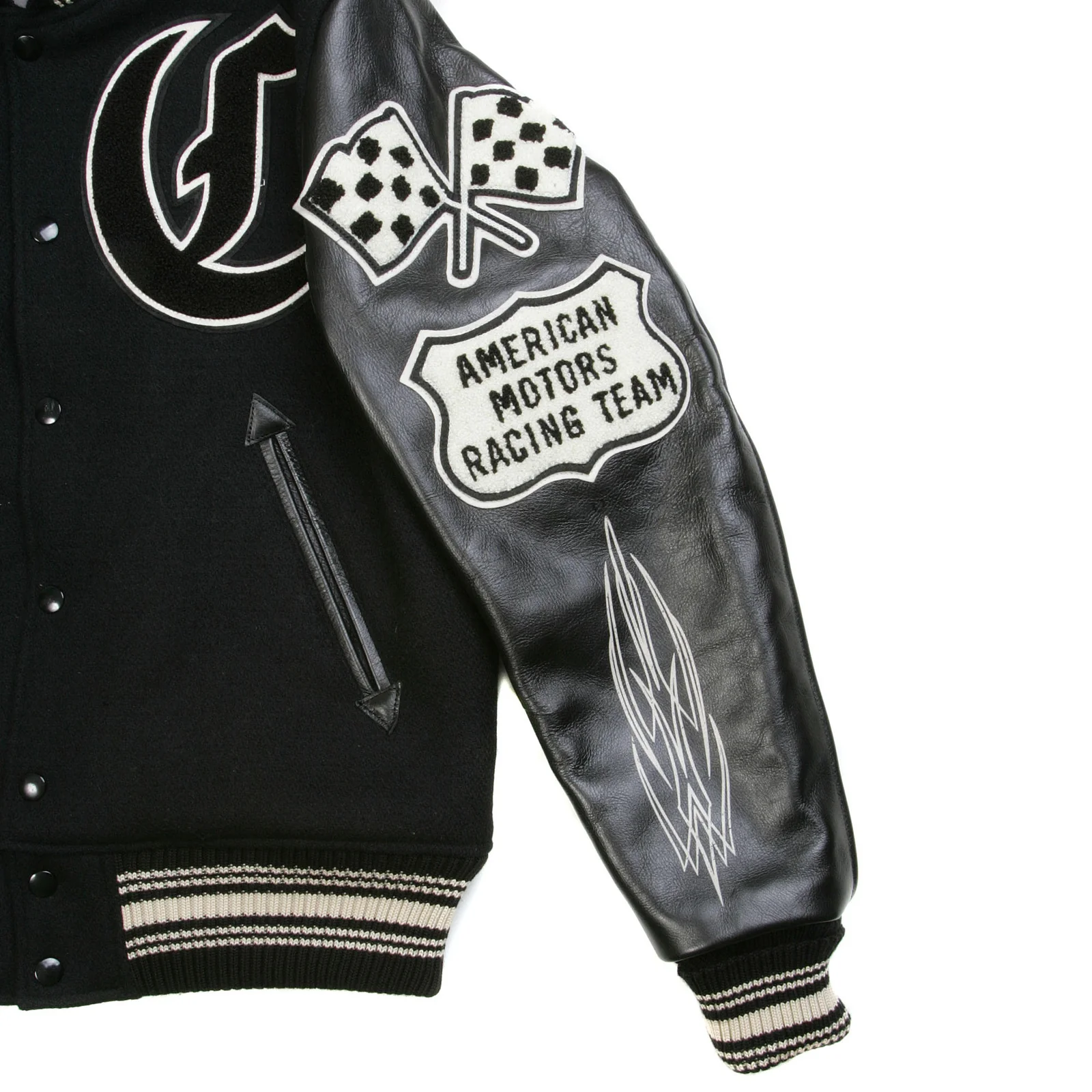 Crank Busters Raglan Sleeve WV11375 Letterman Jacket in Black WHIT3781 - Image 3
