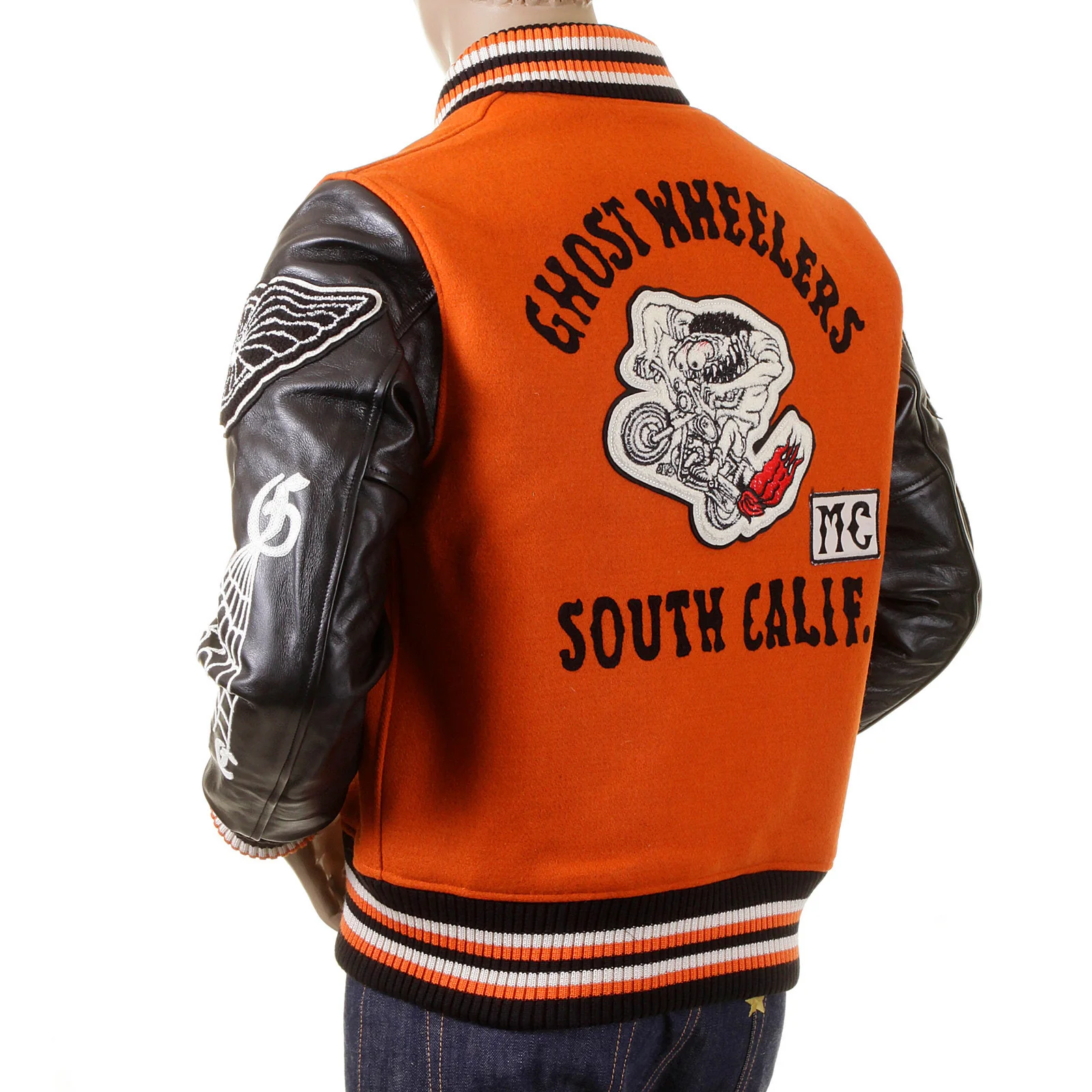 Sugar Cane's Whitesville WV12077 159 30oz Wool melton set in award Letterman Ghost Wheelers stadium jacket CANE2099 - Image 5