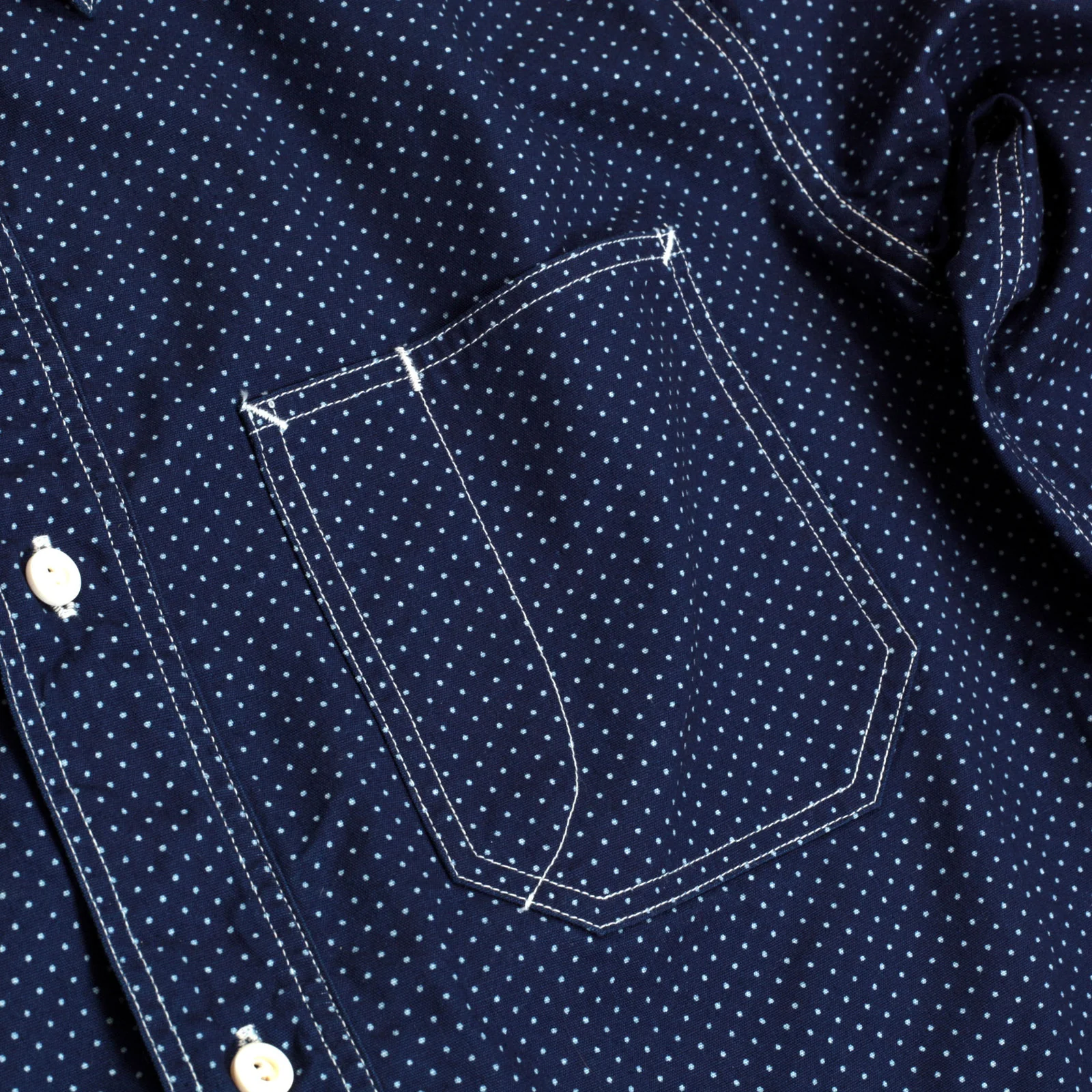 Navy Soft Collar 4.5oz Cotton Polka Dot SC27077 Work Shirt CANE7472 - Image 8