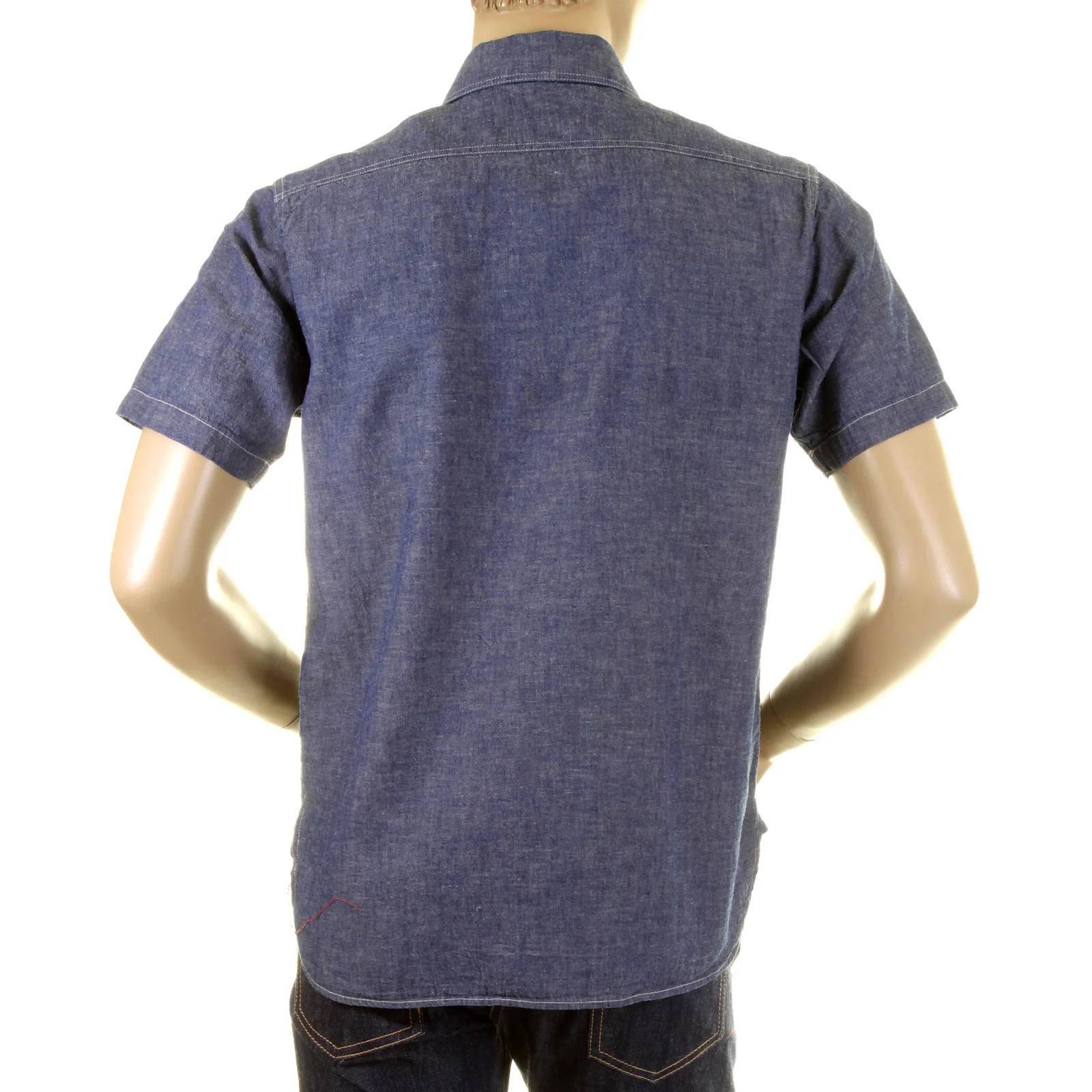 Sugar Cane SC35454 denim blue chambray work shirt CANE0245 - Image 3