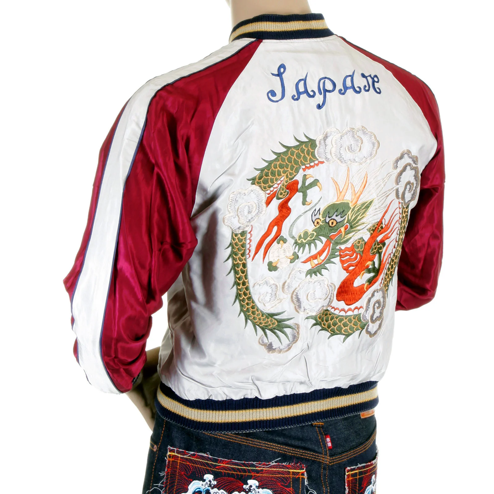 Silver and Wine TT11781 Dragon Embroidered Souvenir Jacket TOYO4232A - Image 2