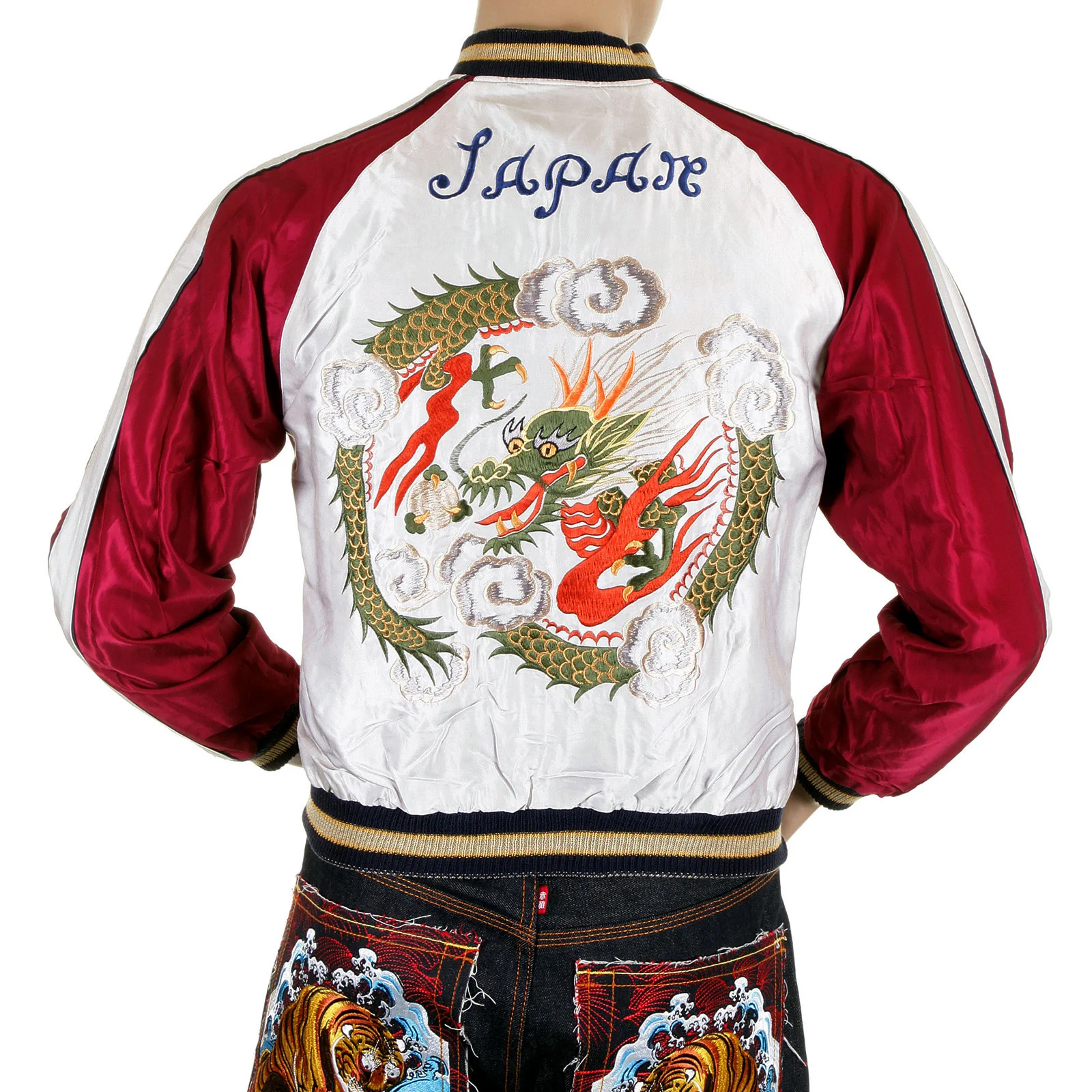 Silver and Wine TT11781 Dragon Embroidered Souvenir Jacket TOYO4232A - Image 4