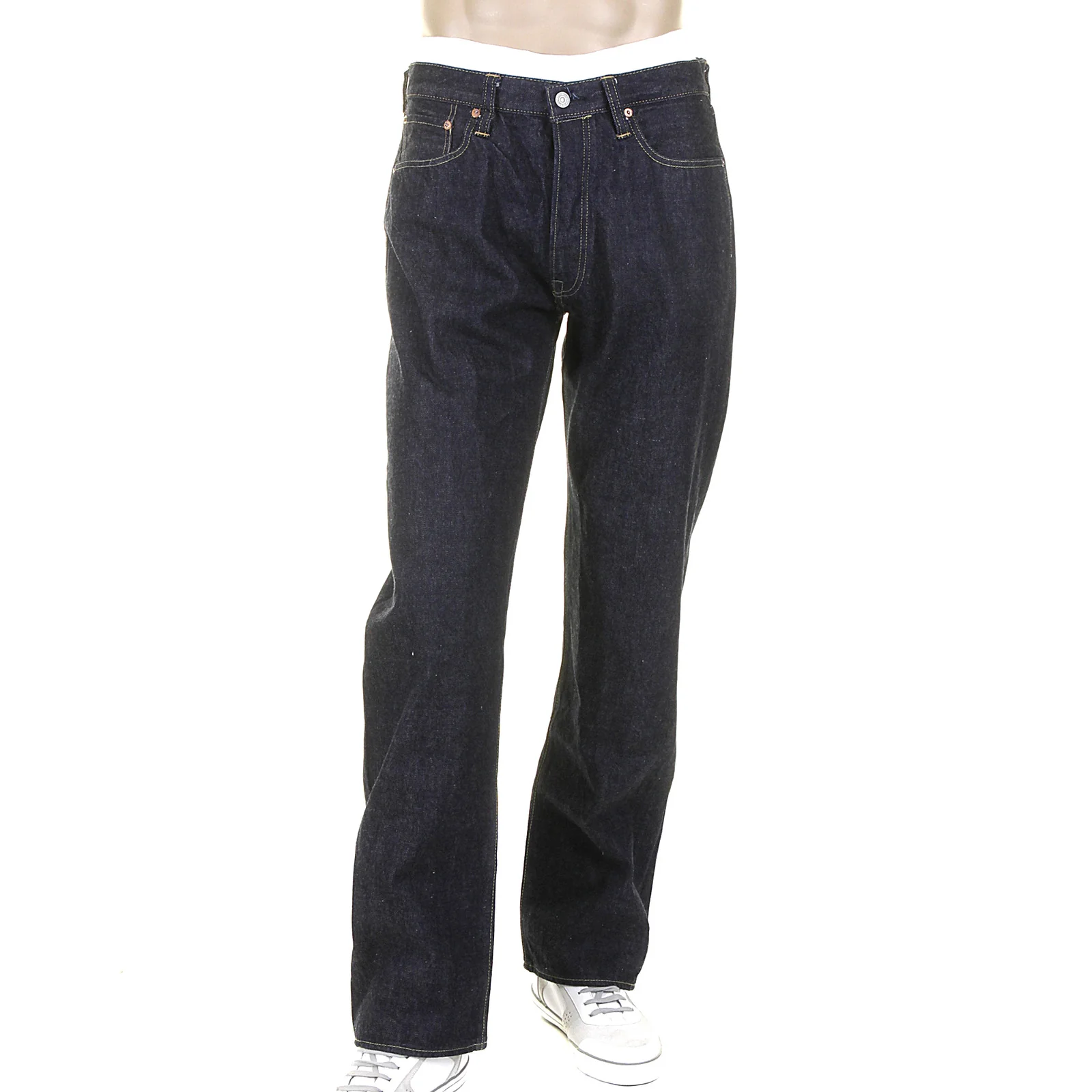 Navy Blue Vintage Cut SC41947A One Rinsed Selvedge Denim Jeans CANE5251 - Image 4