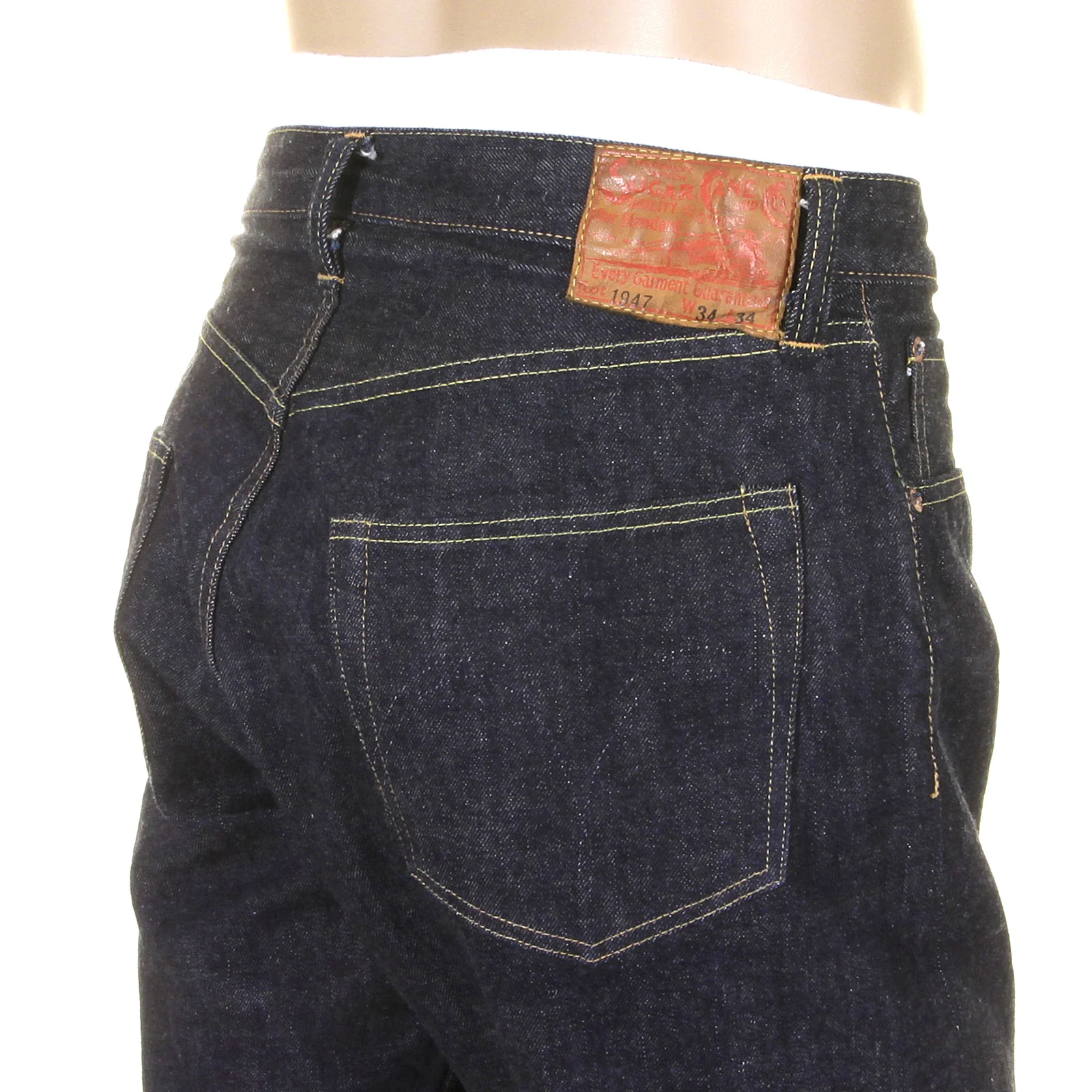 Navy Blue Vintage Cut SC41947A One Rinsed Selvedge Denim Jeans CANE5251 - Image 9