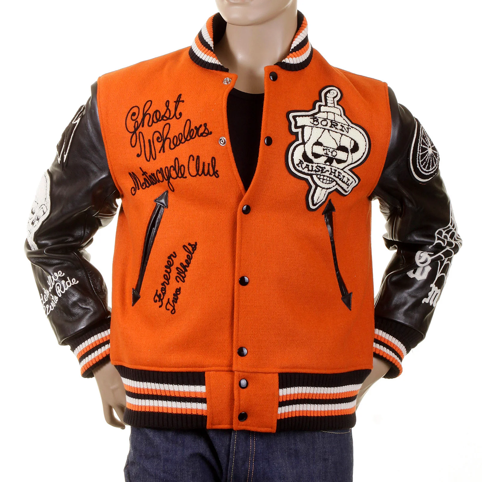 Sugar Cane WV12077 Whitesville 30oz Wool melton set in award Letterman Ghost Wheelers stadium jacket CANE2099 - Image 3