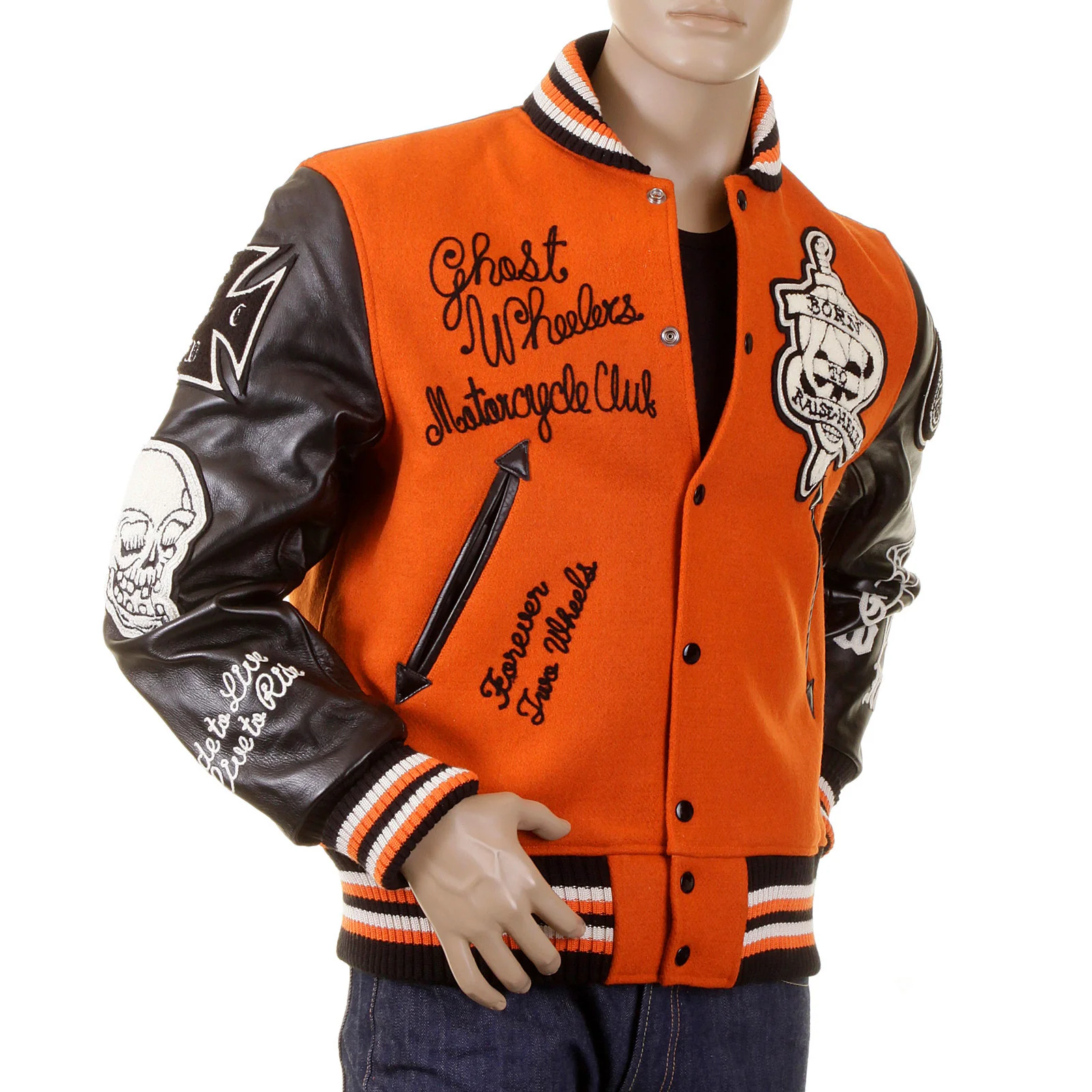 Sugar Cane WV12077 Whitesville 30oz Wool melton set in award Letterman Ghost Wheelers stadium jacket CANE2099 - Image 4