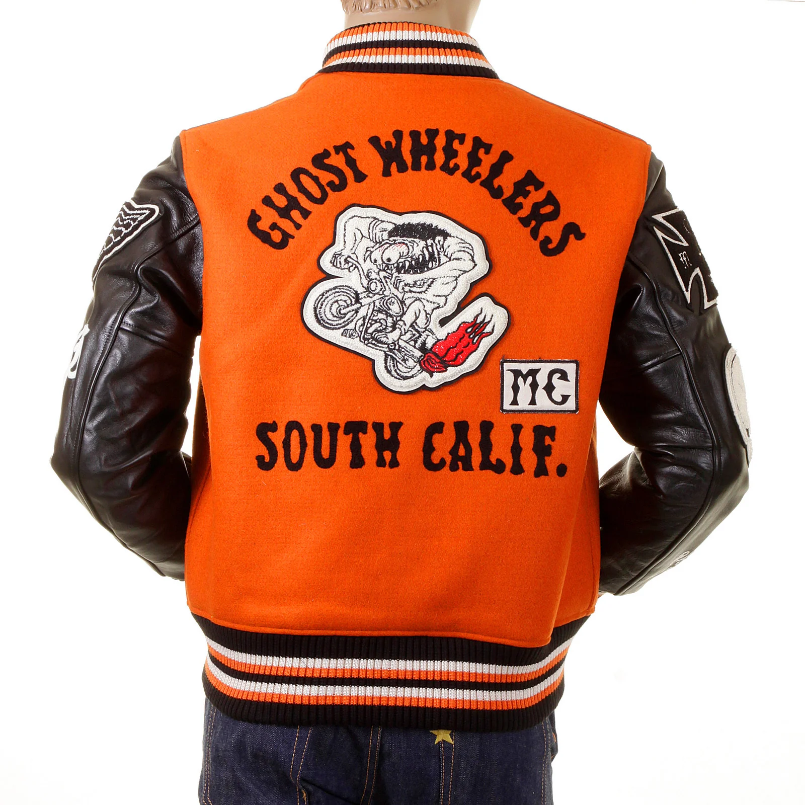 Sugar Cane WV12077 Whitesville 30oz Wool melton set in award Letterman Ghost Wheelers stadium jacket CANE2099 - Image 5