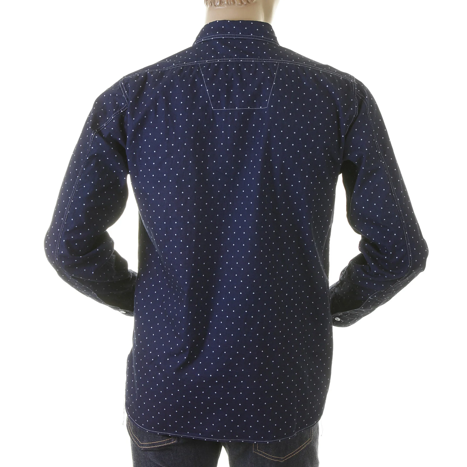Navy Fiction Romance SC25675A Star Dot Vintage Cut Work Shirt CANE2728 - Image 4