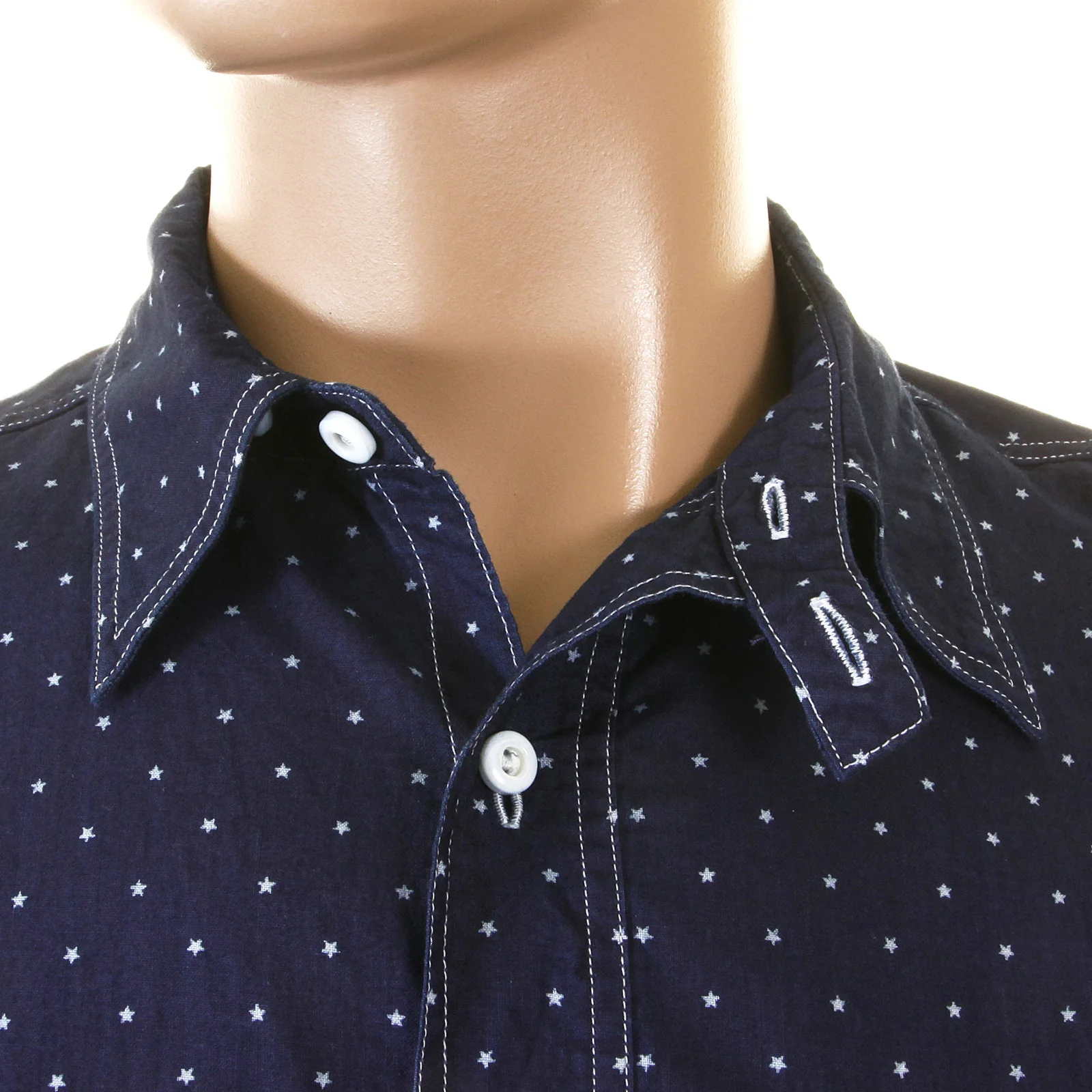 Navy Fiction Romance SC25675A Star Dot Vintage Cut Work Shirt CANE2728 - Image 7