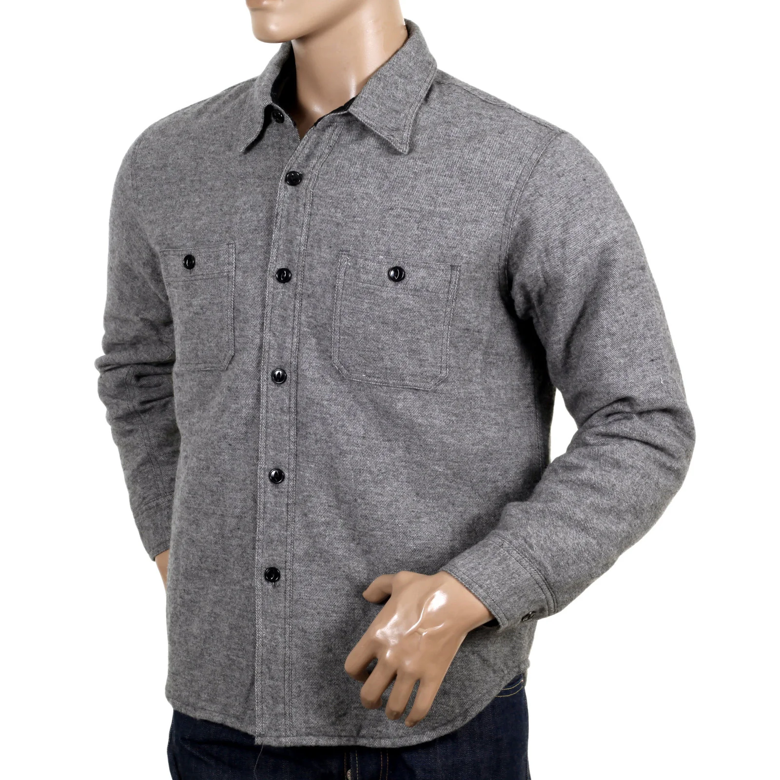 Grey Regular Fit SC13177 Quilted Wool Mix CPO Overshirt CANE4494 - Image 2