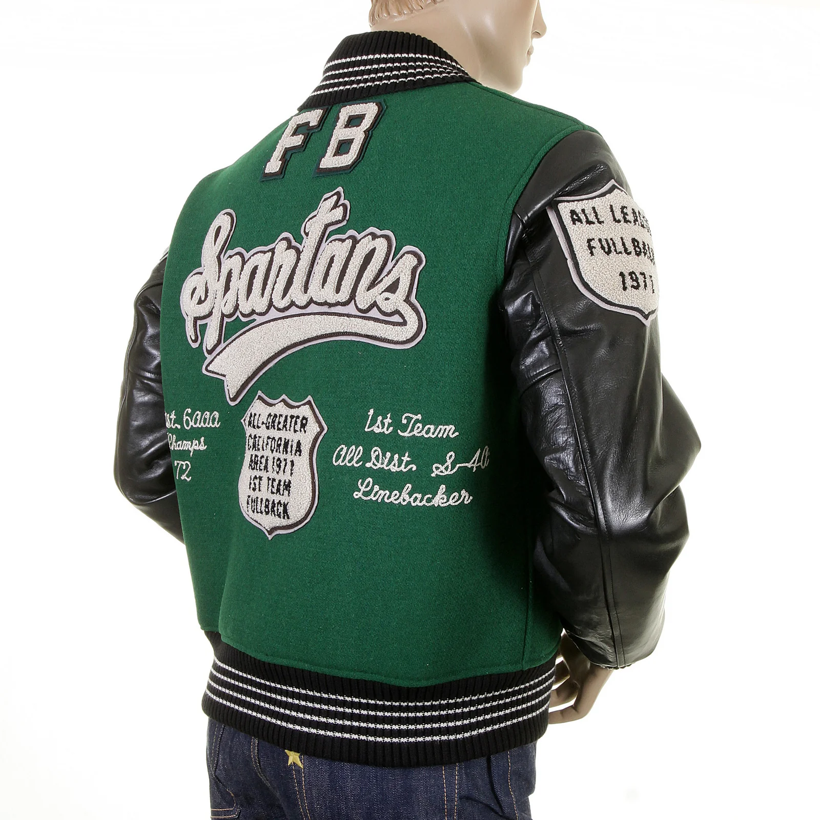 Dark Green and Black WV12310 Spartans Stadium Award Jacket CANE1092 - Image 5