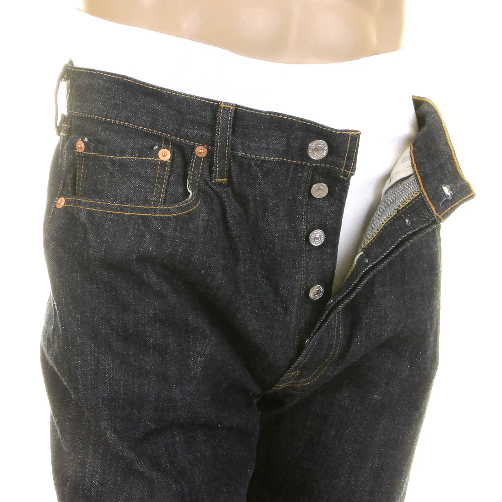One Wash Dark 14oz SC41966A Vintage Cut Selvedge Denim Jeans CANE2826 - Image 7