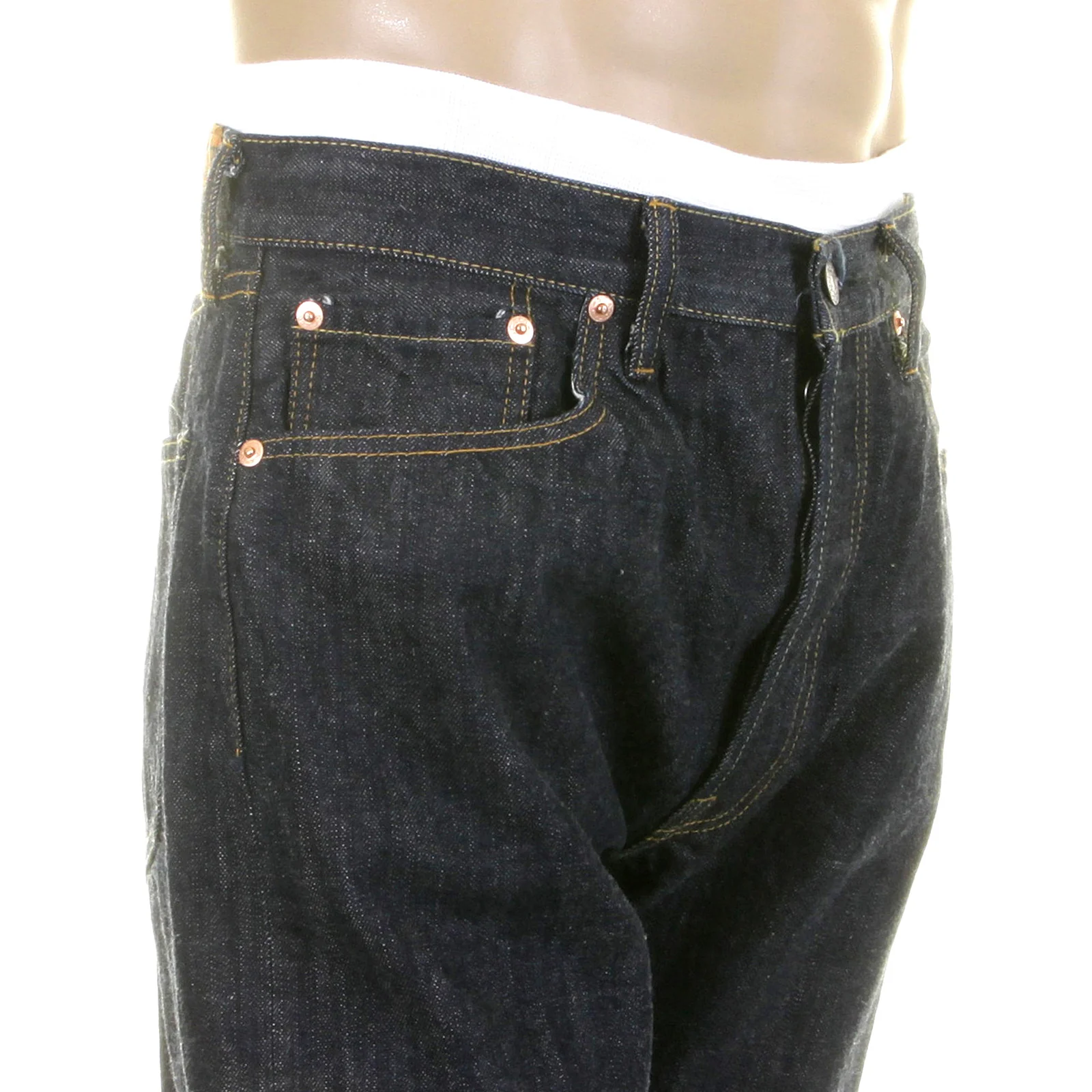 One Wash Dark 14oz SC41966A Vintage Cut Selvedge Denim Jeans CANE2826 - Image 9