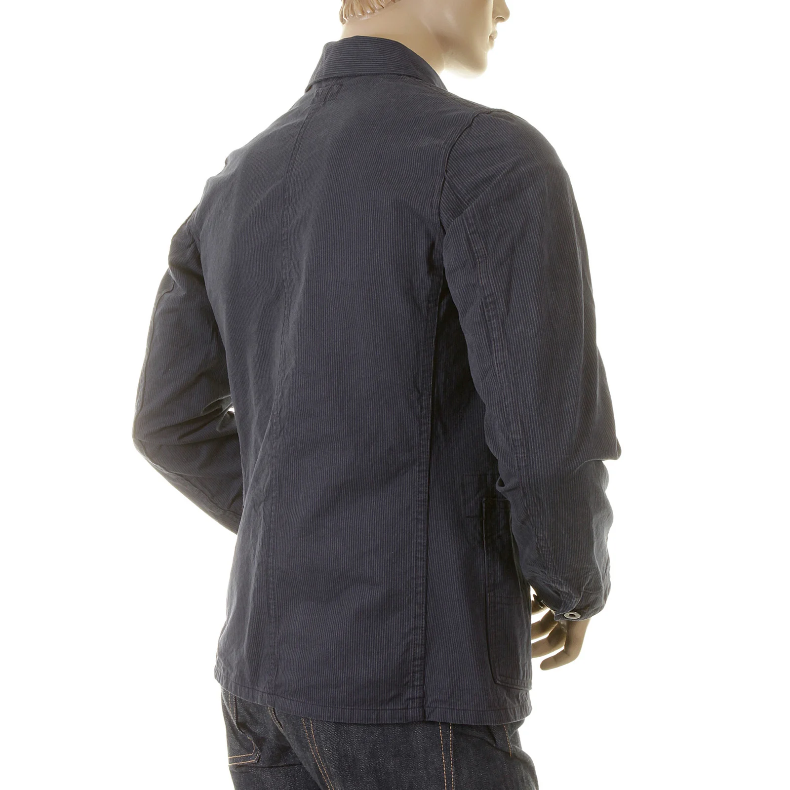 Navy Pinstriped Regular Fit SC12455 Vintage Cut Work Jacket CANE2016 - Image 5