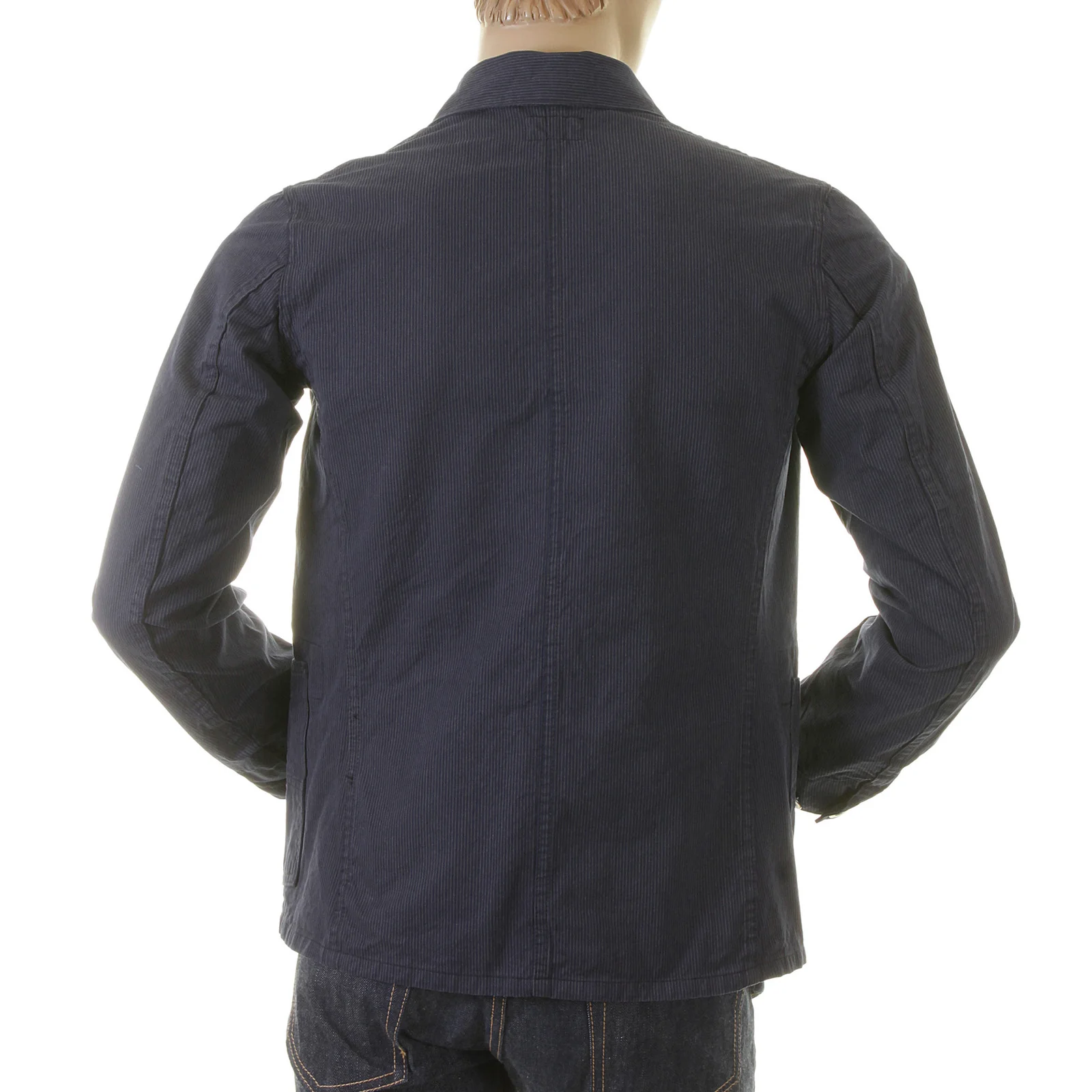 Navy Pinstriped Regular Fit SC12455 Vintage Cut Work Jacket CANE2016 - Image 6