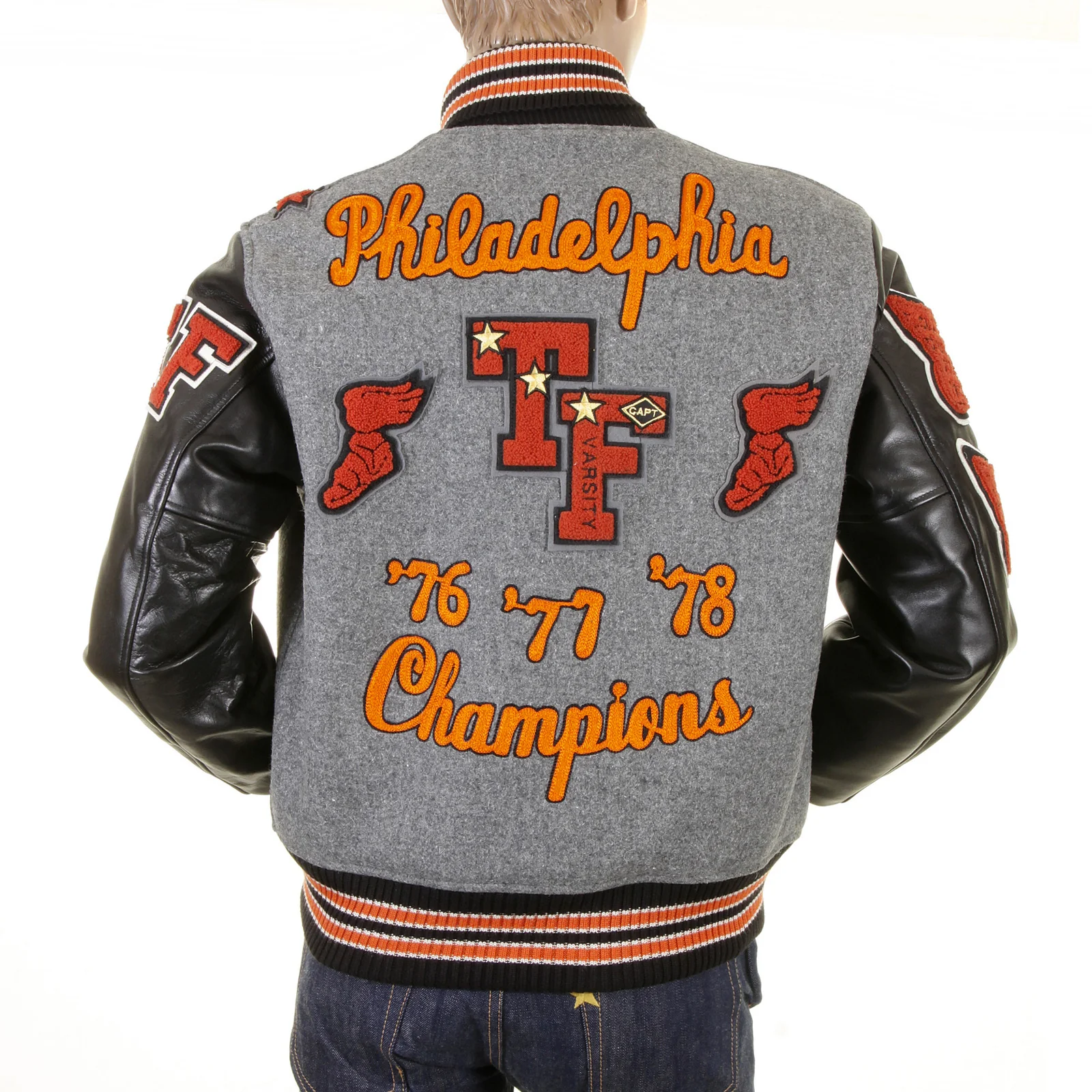 Grey and Black WV12310 Philadelphia Champions Varsity Jacket CANE1085 - Image 4