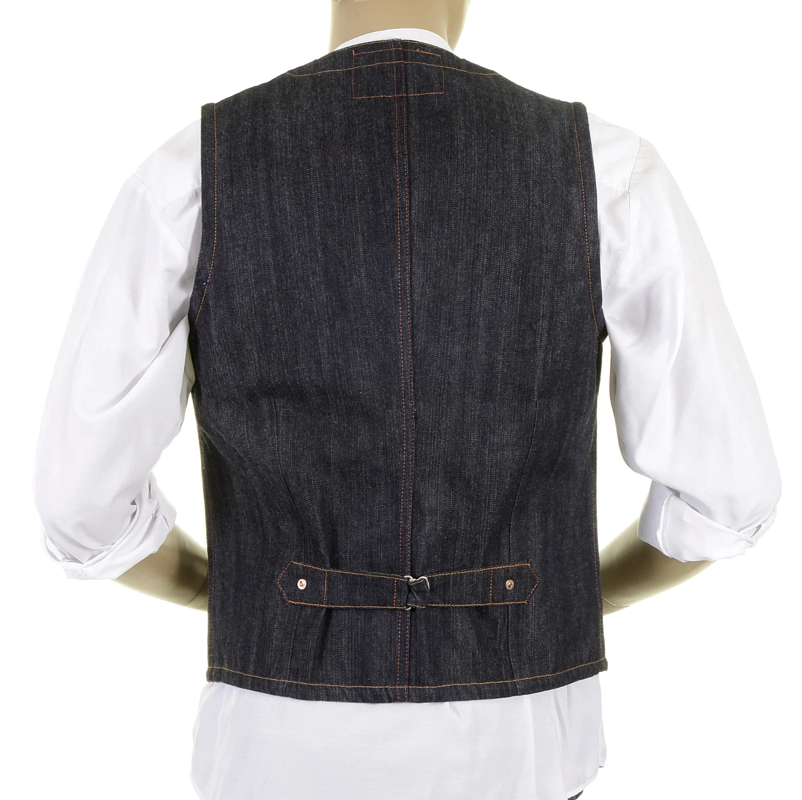 Sugarcane Vintage Cut SC12242N Fiction Romance Regular Fit Non Wash Denim Work Vest CANE1075 - Image 4