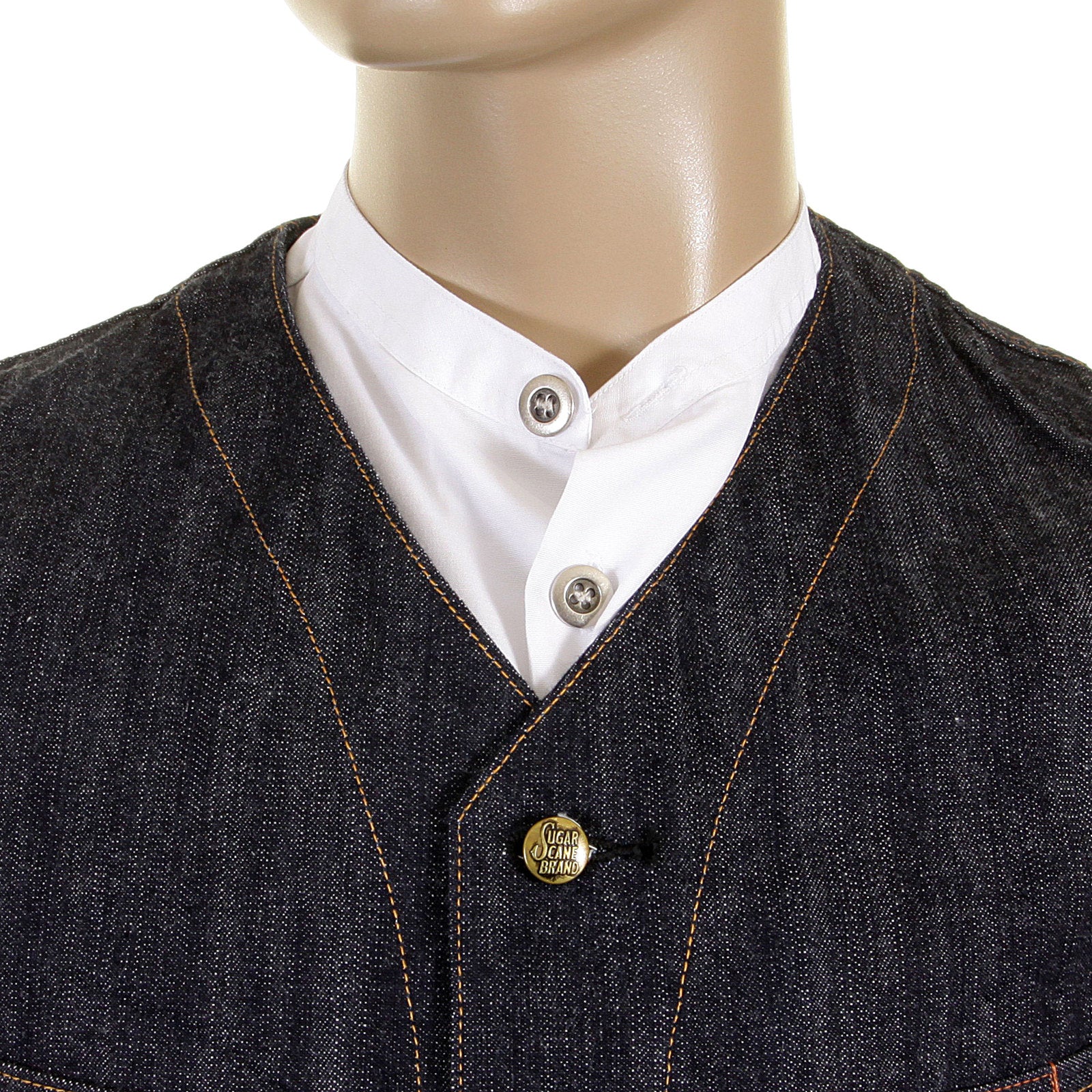 Sugarcane Vintage Cut SC12242N Fiction Romance Regular Fit Non Wash Denim Work Vest CANE1075 - Image 9