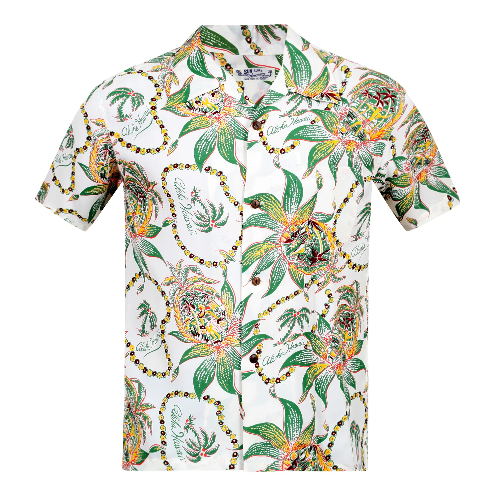 Dreams and Pineapples Print SS37774 Off White Hawaiian Shirt SURF8589 - Image 3