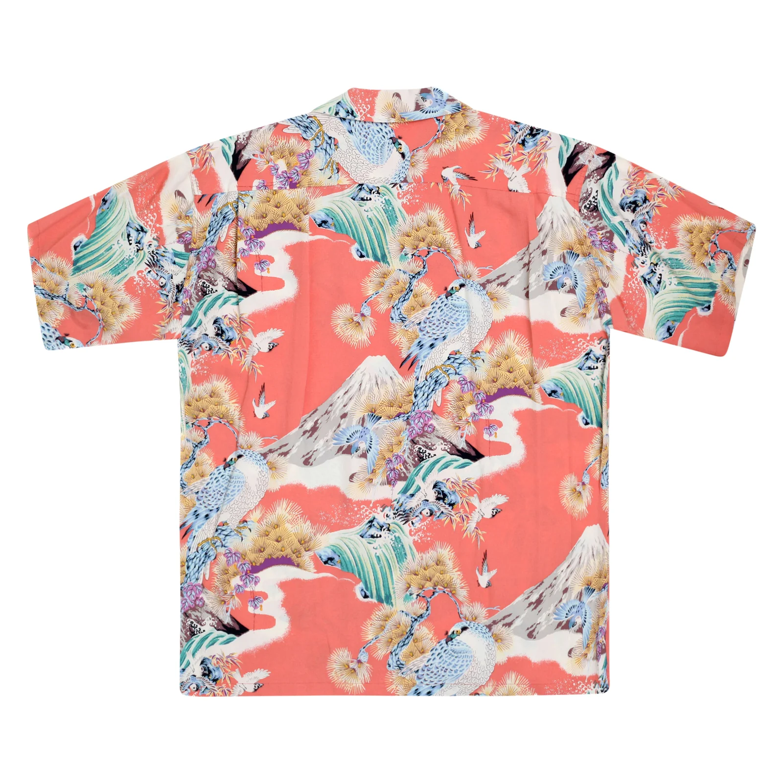 Mens Rayon Made SS37786 Red Hawaiian Shirt with Hawk Print SURF8592 - Image 8
