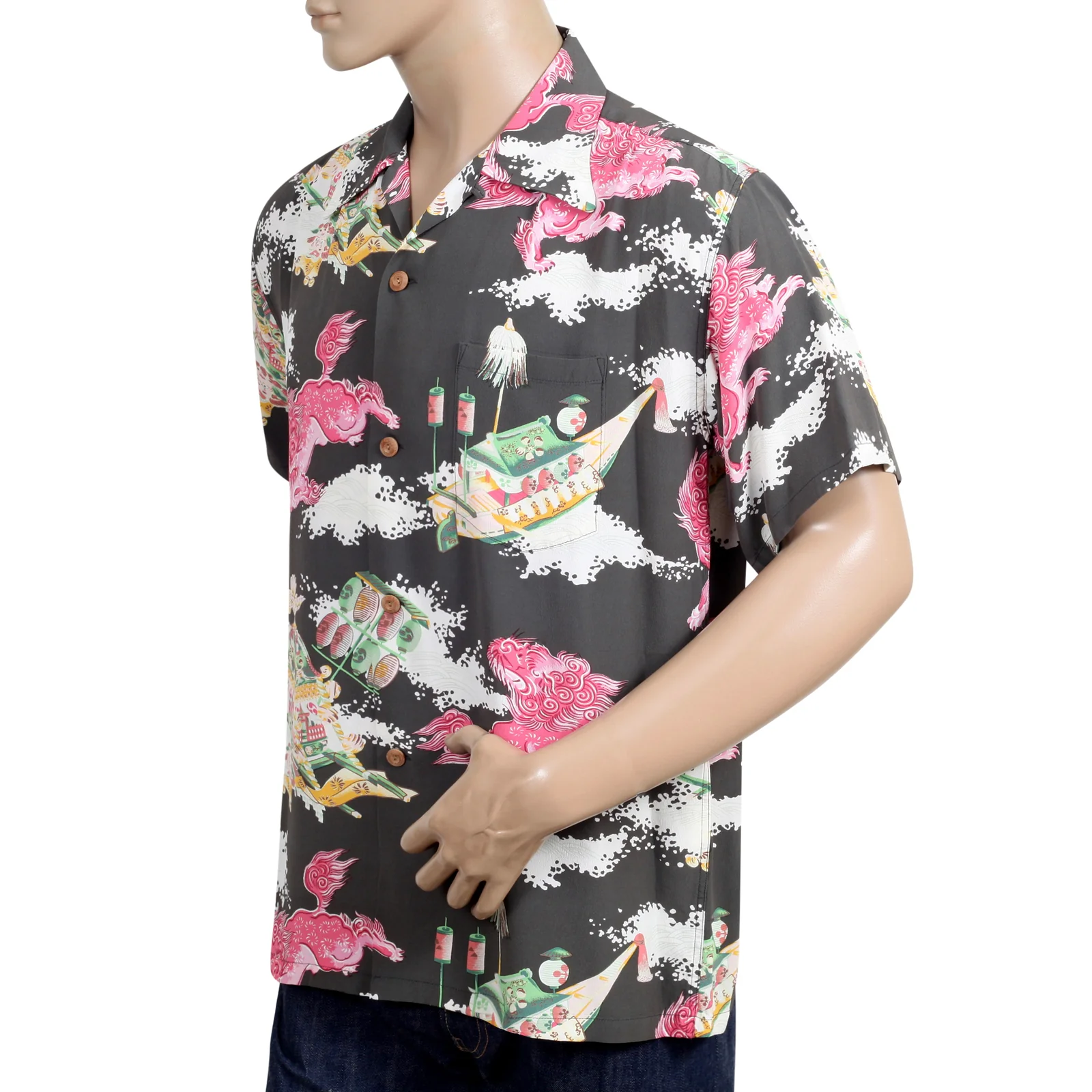 Oriental Festival Printed SS37773 Rayon Brown Hawaiian Shirt SURF8588 - Image 7