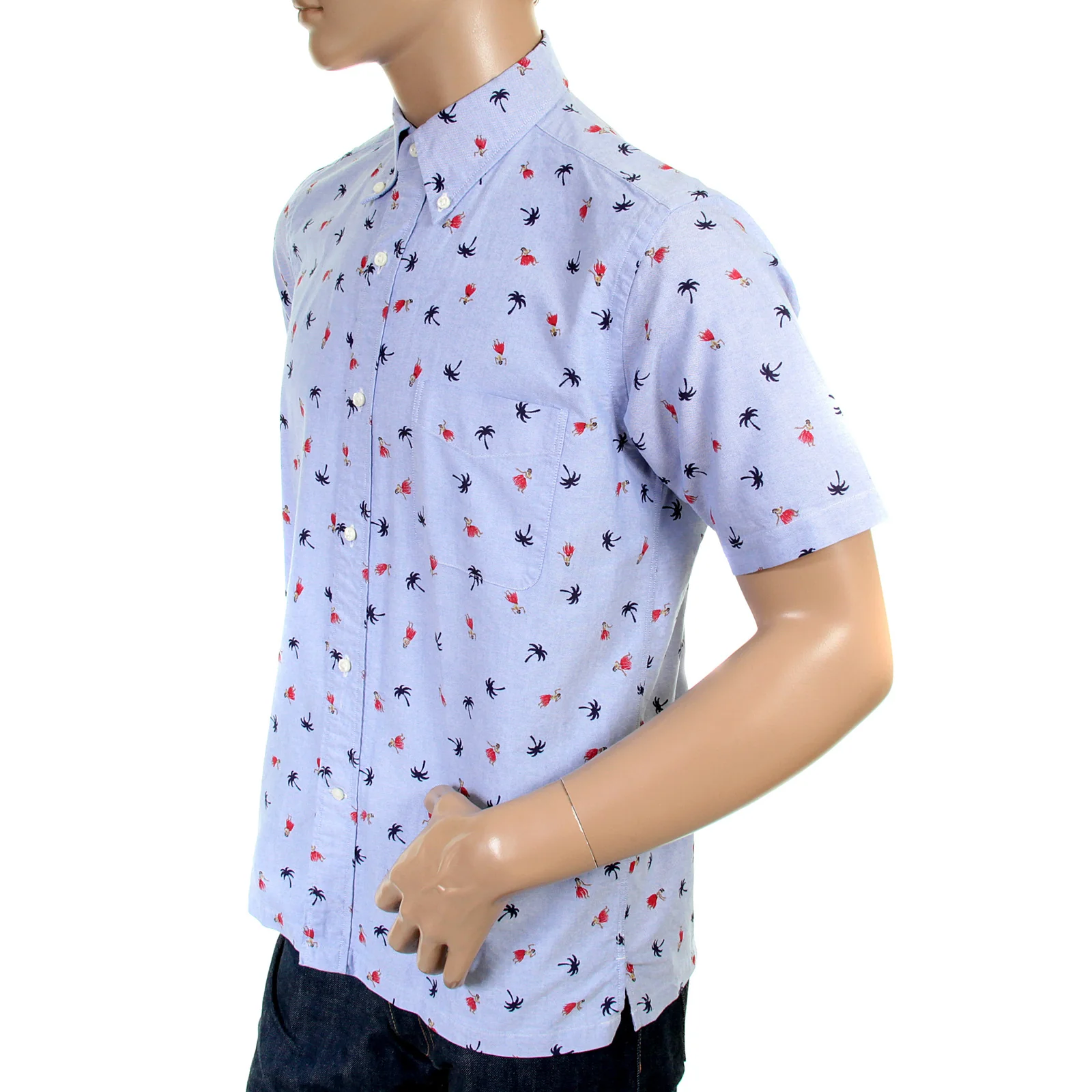 Blue Oxford SS34973 Button Down Hula Dancer Printed Shirt SURF3814 - Image 8