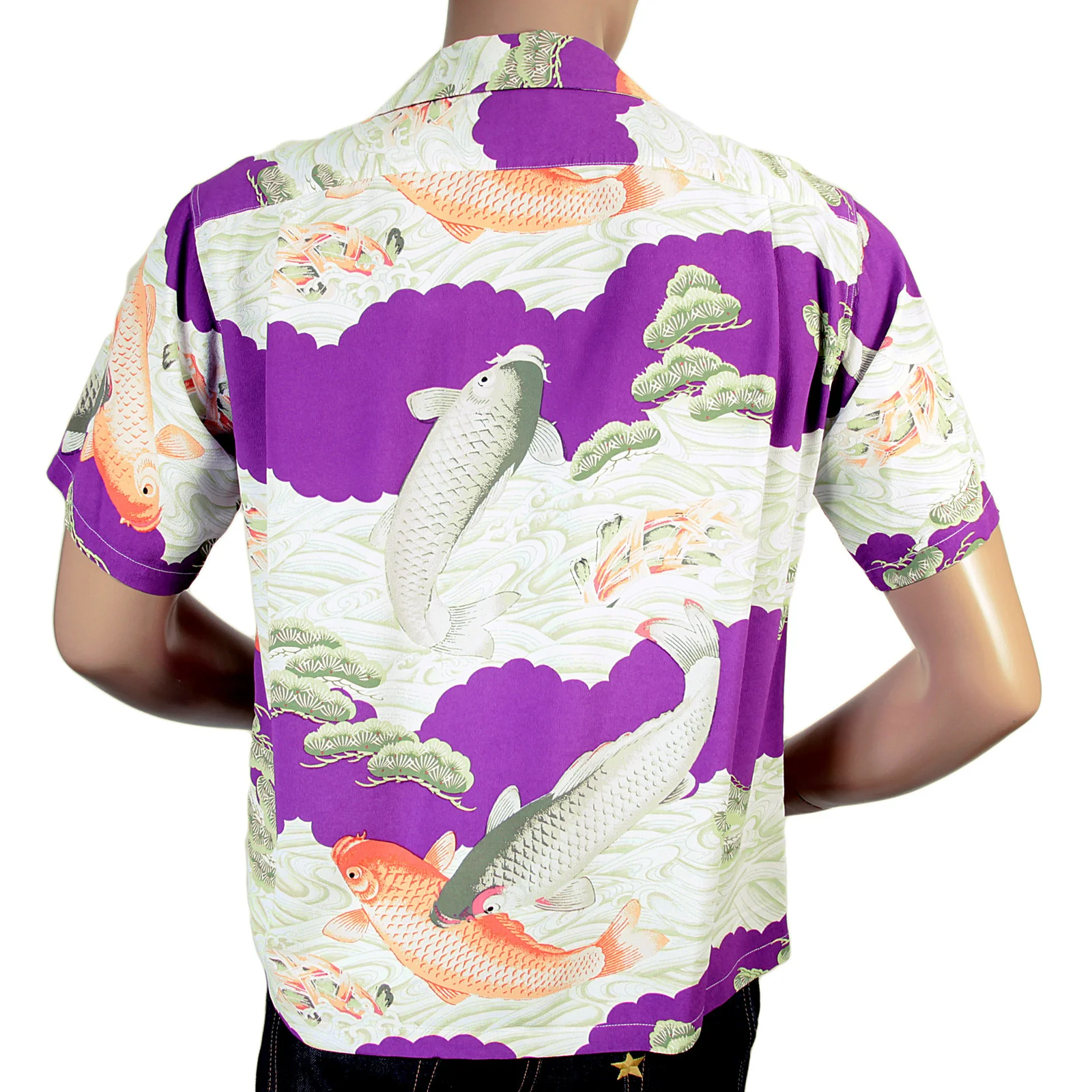 Purple Cuban Collared SS36434 Koi Carp Printed Hawaiian Shirt SURF4300 - Image 5