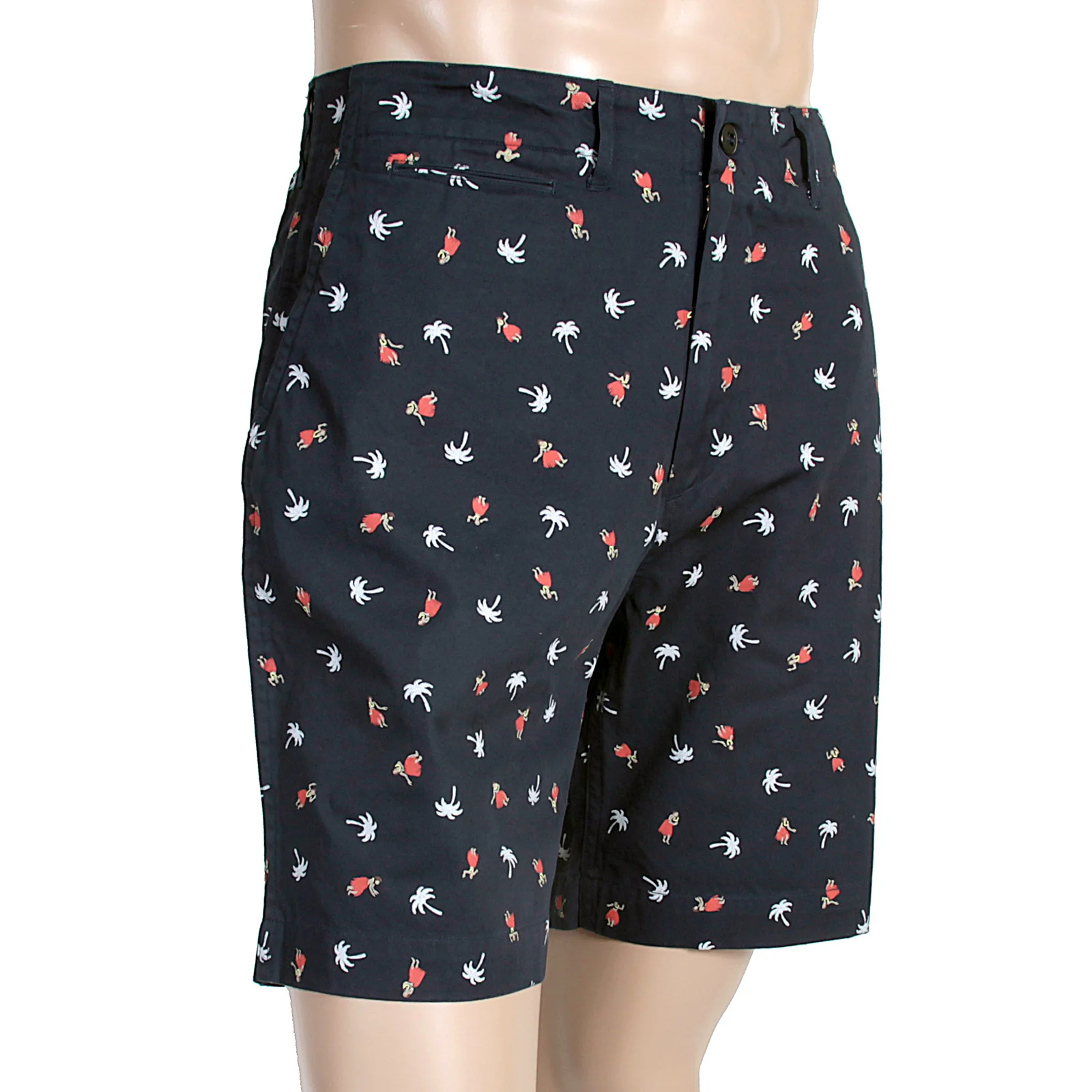 Sun Surf Navy Blue Mens SS51186 Chino Styled Cotton Twill Printed Aloha Hula Dancer Shorts SURF3816 - Image 3