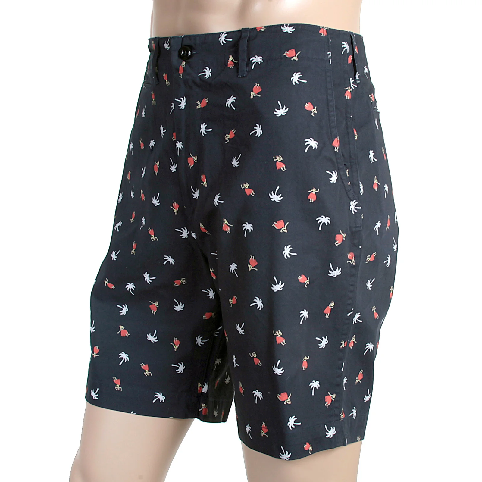Sun Surf Navy Blue Mens SS51186 Chino Styled Cotton Twill Printed Aloha Hula Dancer Shorts SURF3816 - Image 4