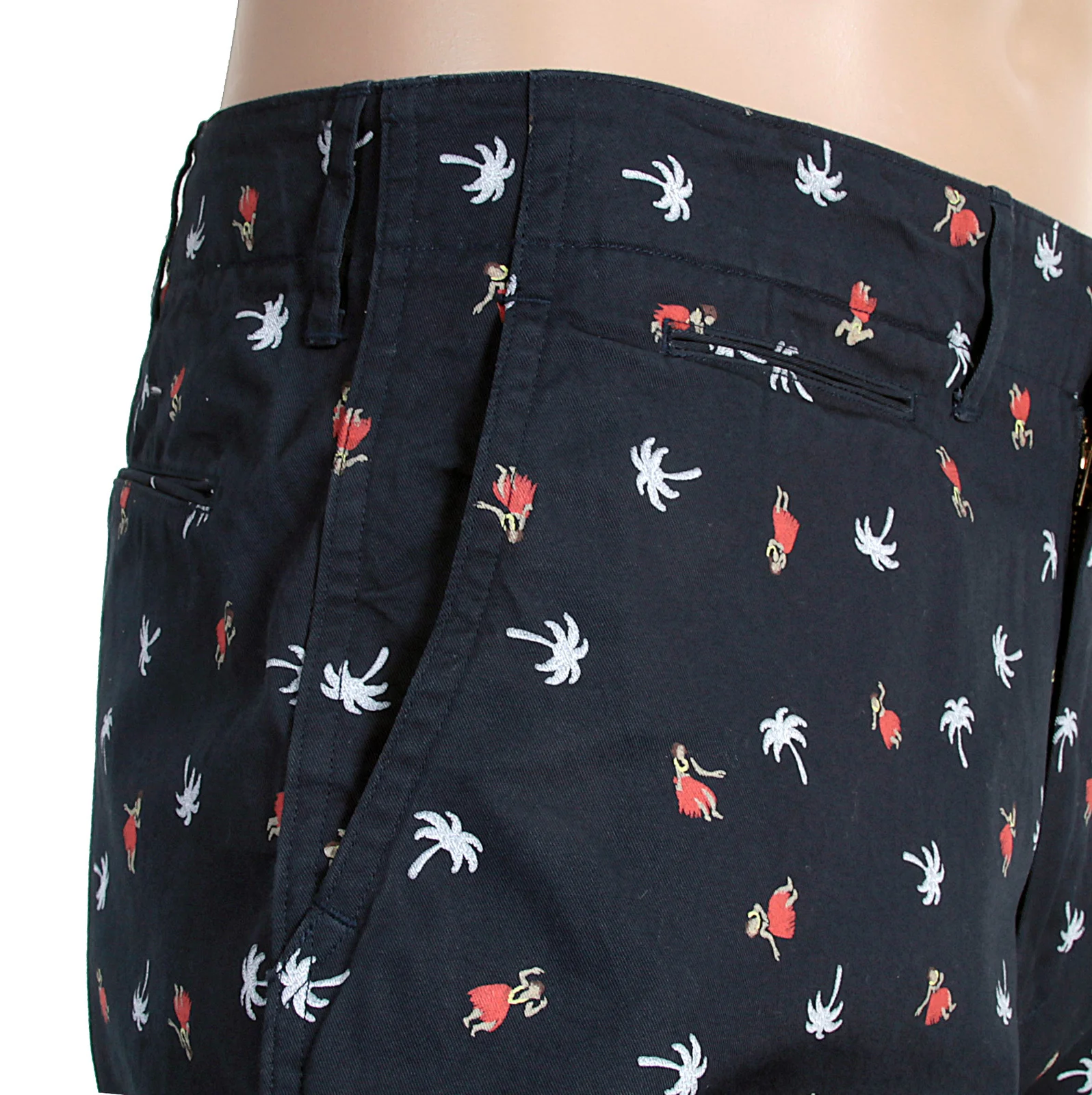 Sun Surf Navy Blue Mens SS51186 Chino Styled Cotton Twill Printed Aloha Hula Dancer Shorts SURF3816 - Image 8