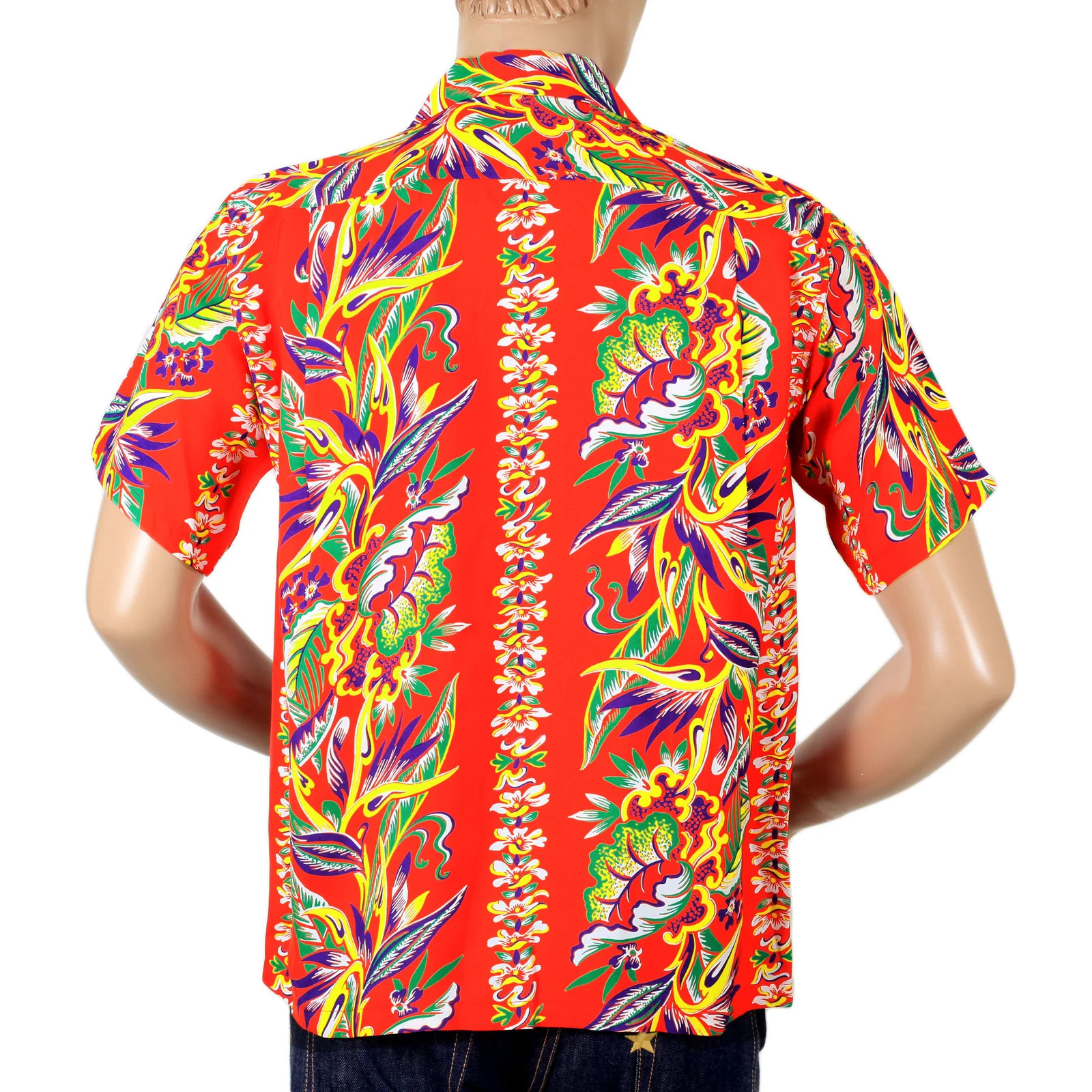 Mens Blessing of Nature Printed SS37468 Hawaiian Shirt in Red SURF7536 - Image 5