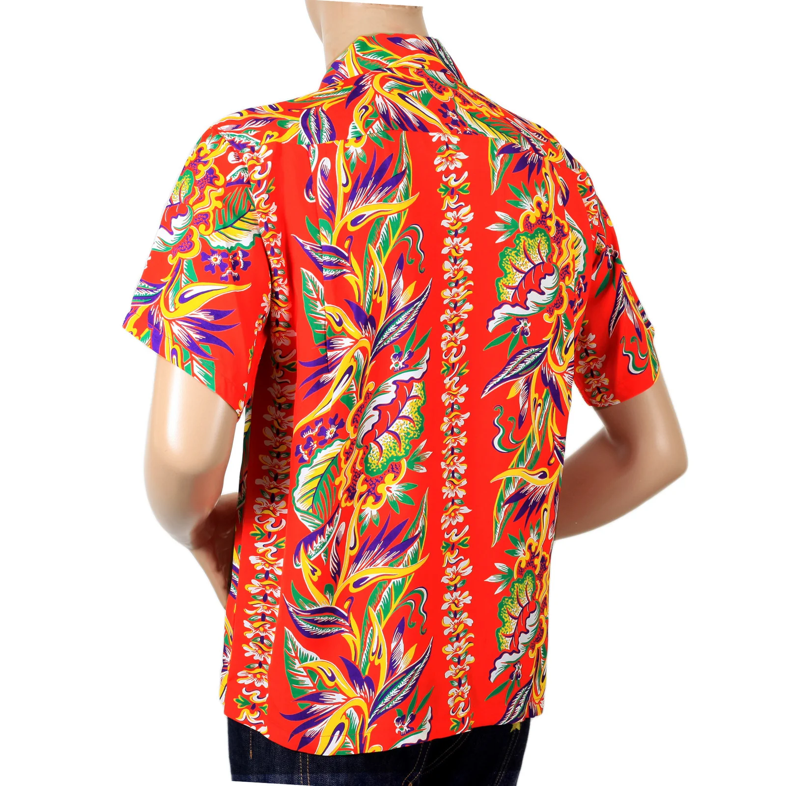 Mens Blessing of Nature Printed SS37468 Hawaiian Shirt in Red SURF7536 - Image 8